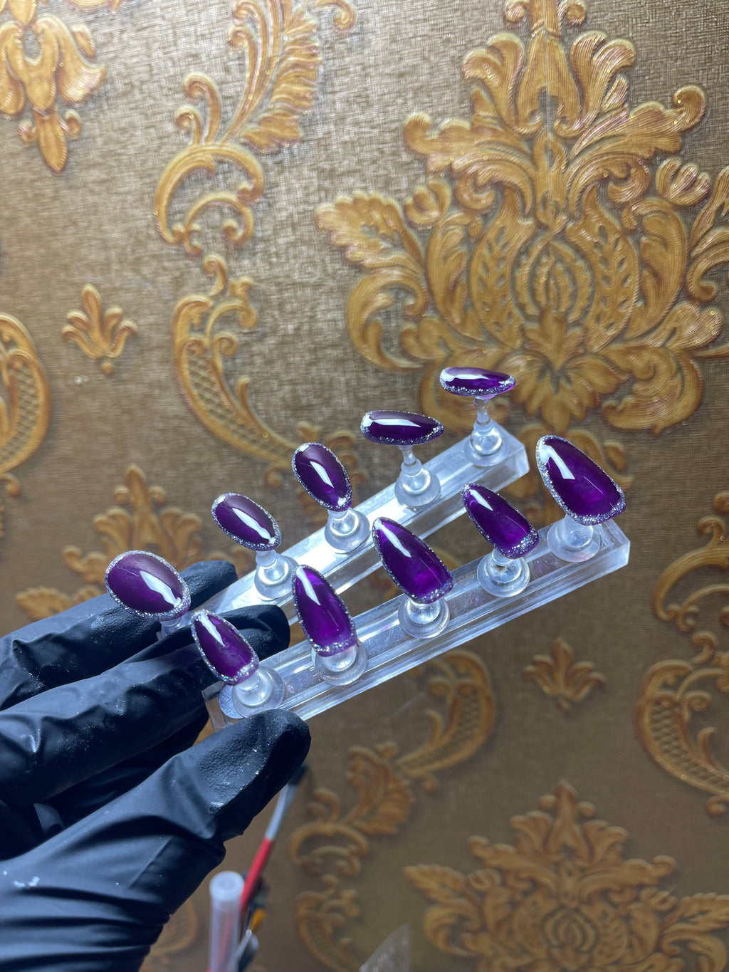 Purple and Silver Luxury _ Almond Press On Nails