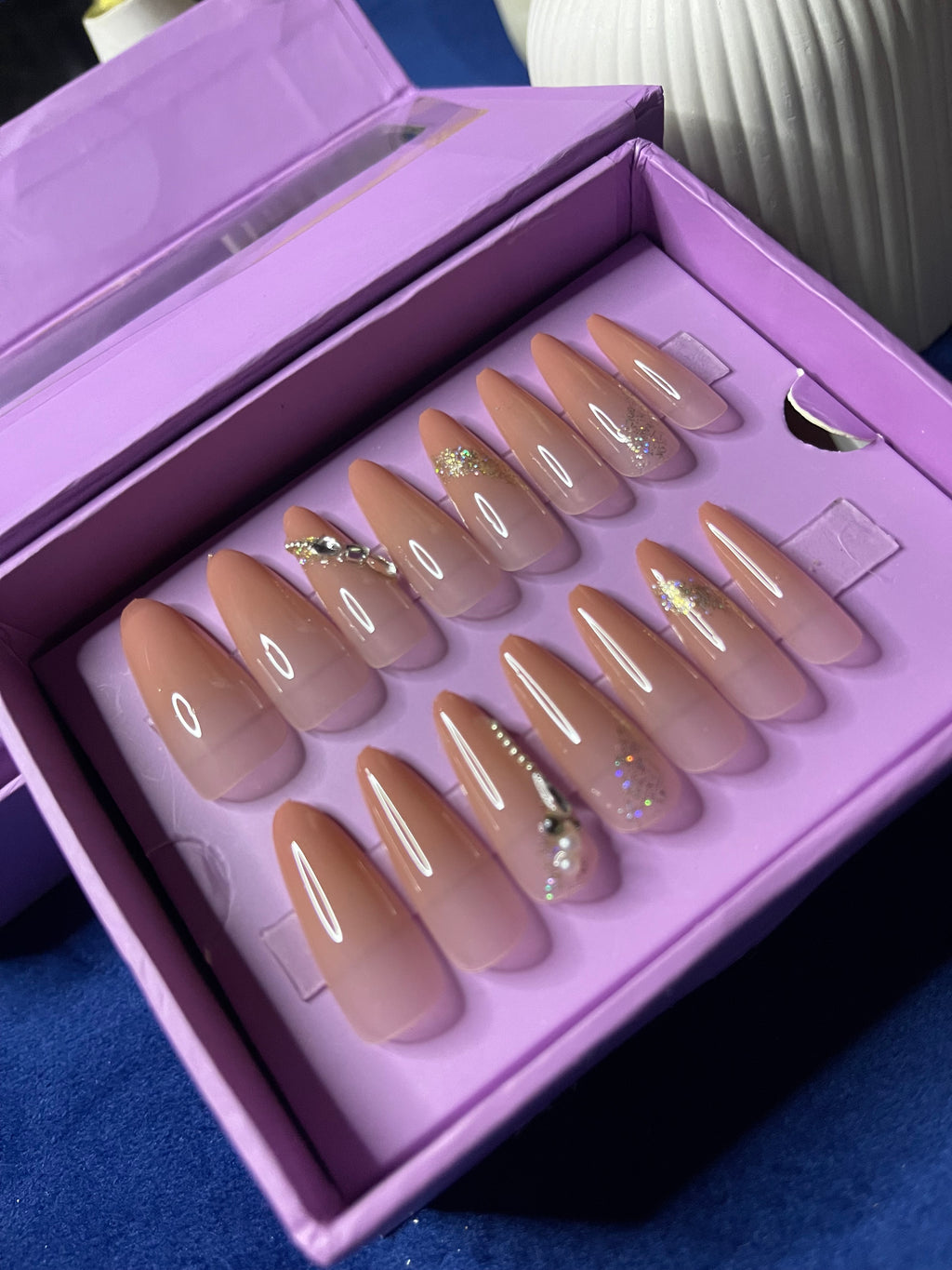 Peachy Ombre - Almond Extra Long Press Ons