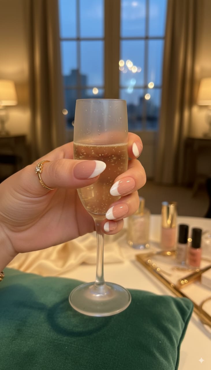 Classic White French - Short Almond Press Ons