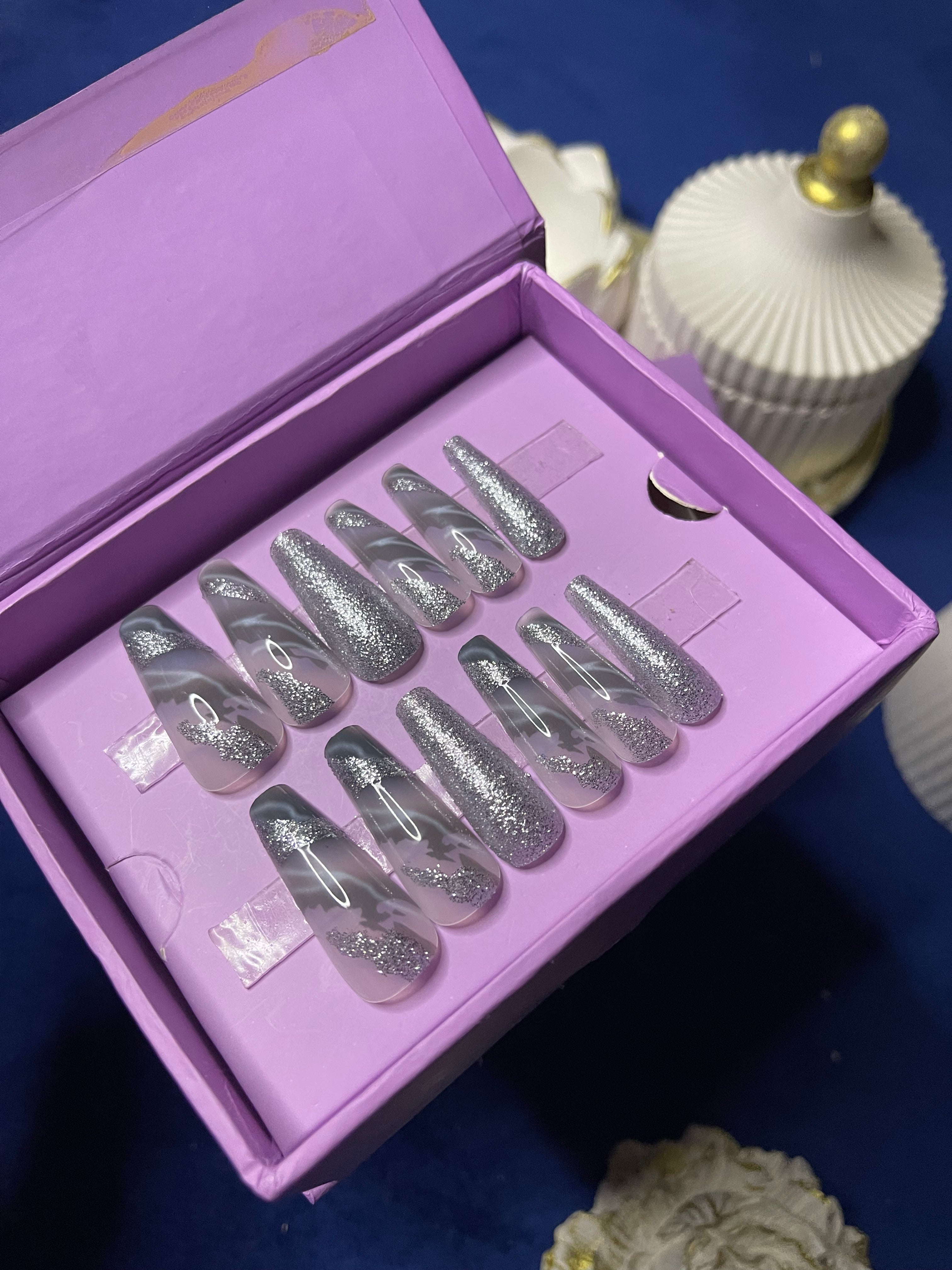 Silver Event Inspo- Coffin Press Ons