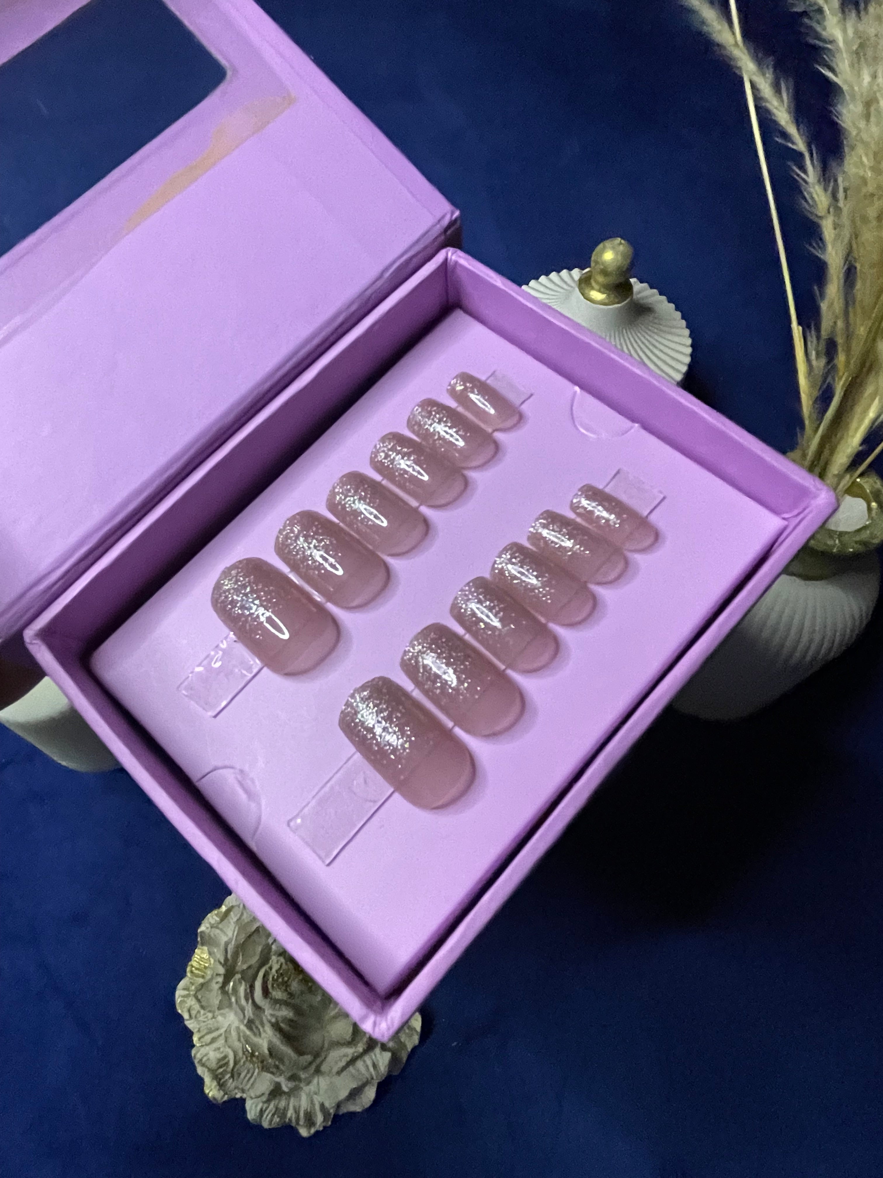 Shimmery Ombre Nude- Square Press Ons