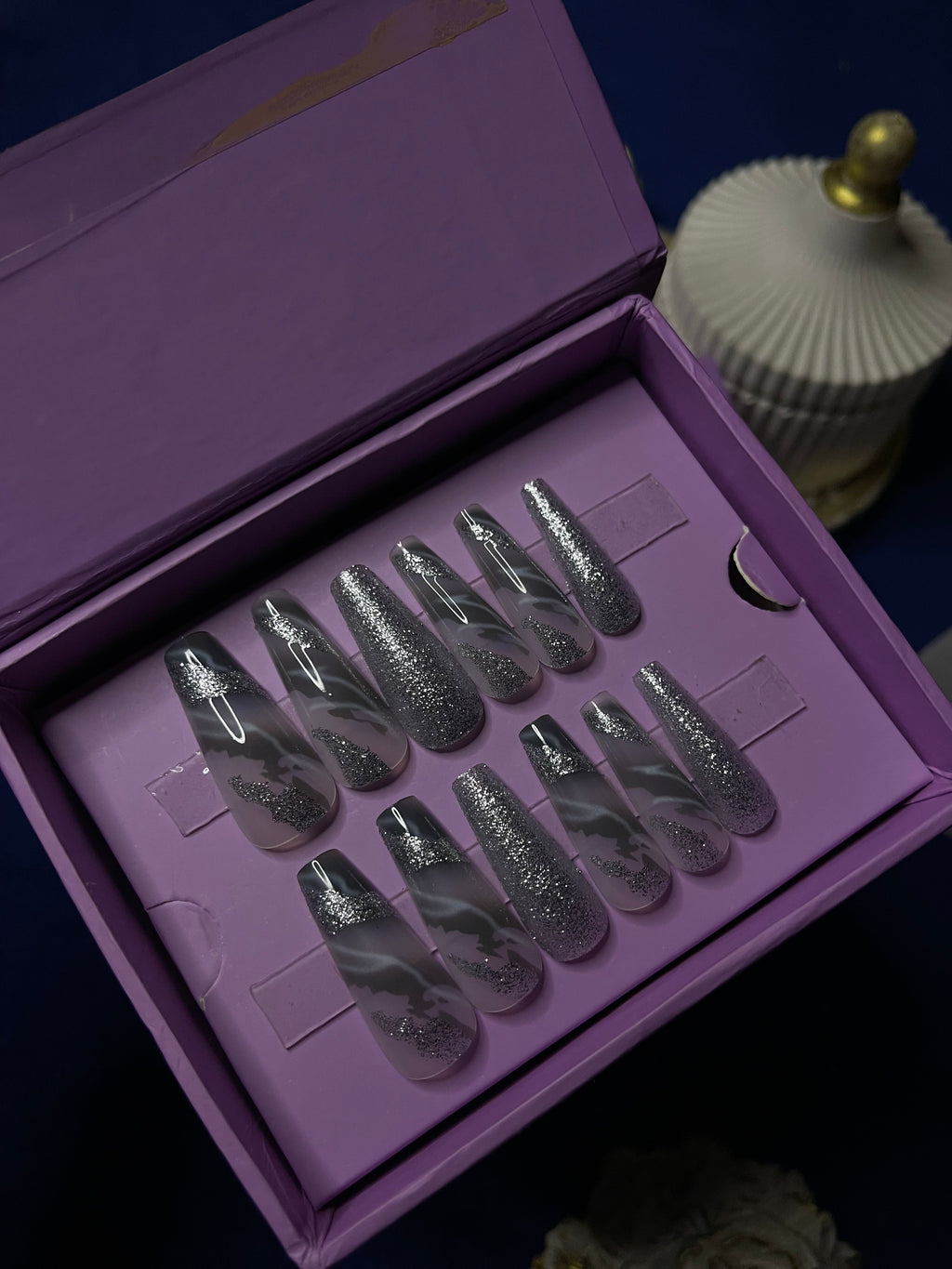 Silver Event Inspo- Coffin Press Ons