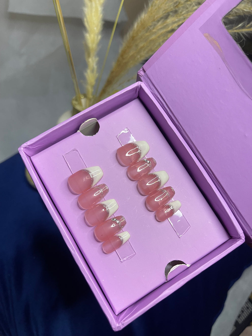 Realistic White Luxury French - Coffin Press On Nails