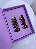 Maroon Shimmery Gold - Short Almond Press On Nails