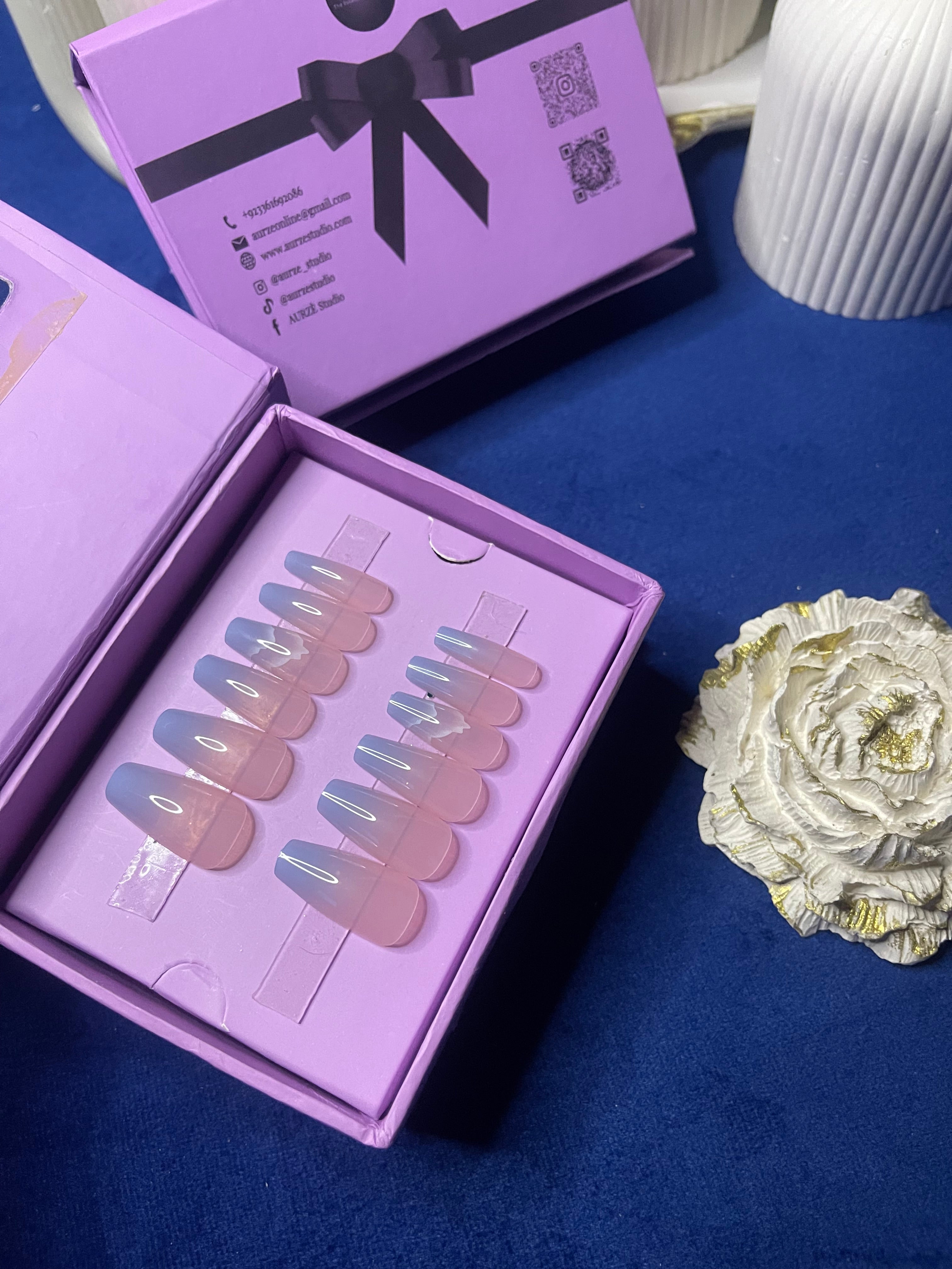 Blue French - Coffin Press On Nails