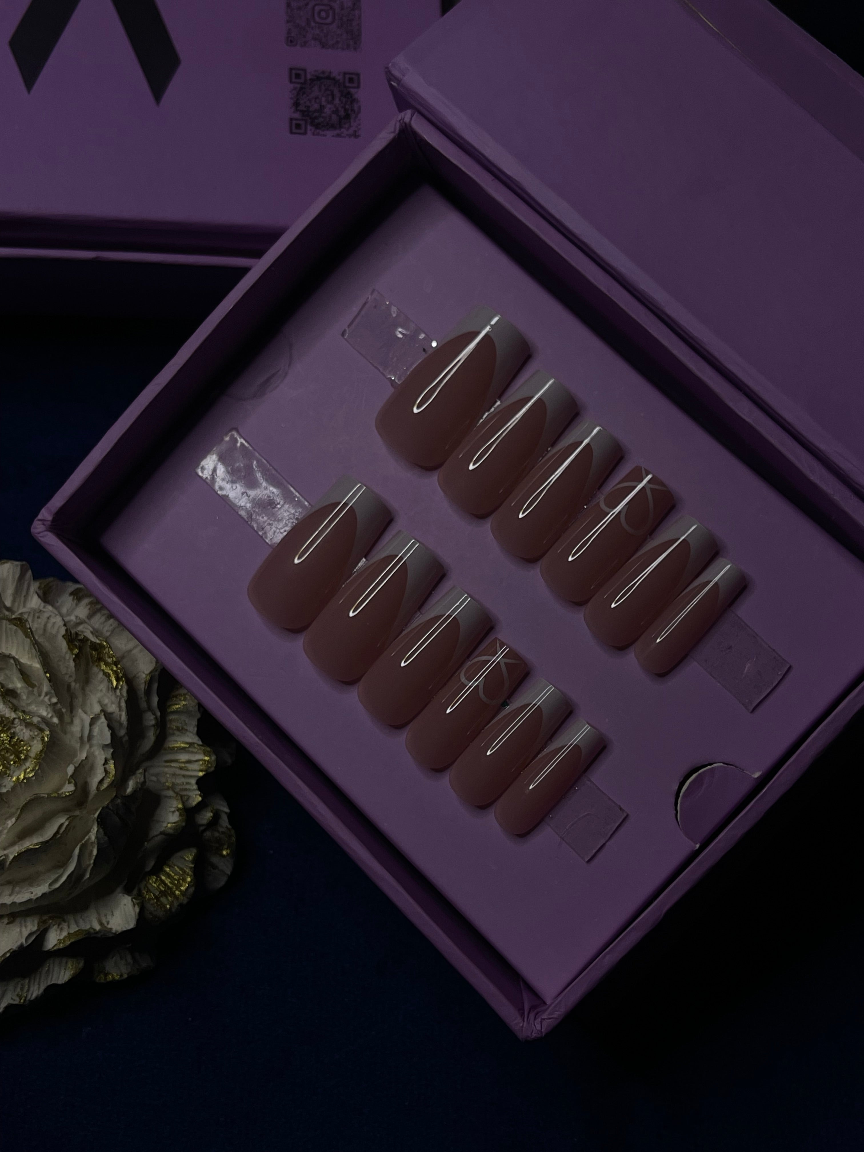 Modern White French- Square Press On Nails