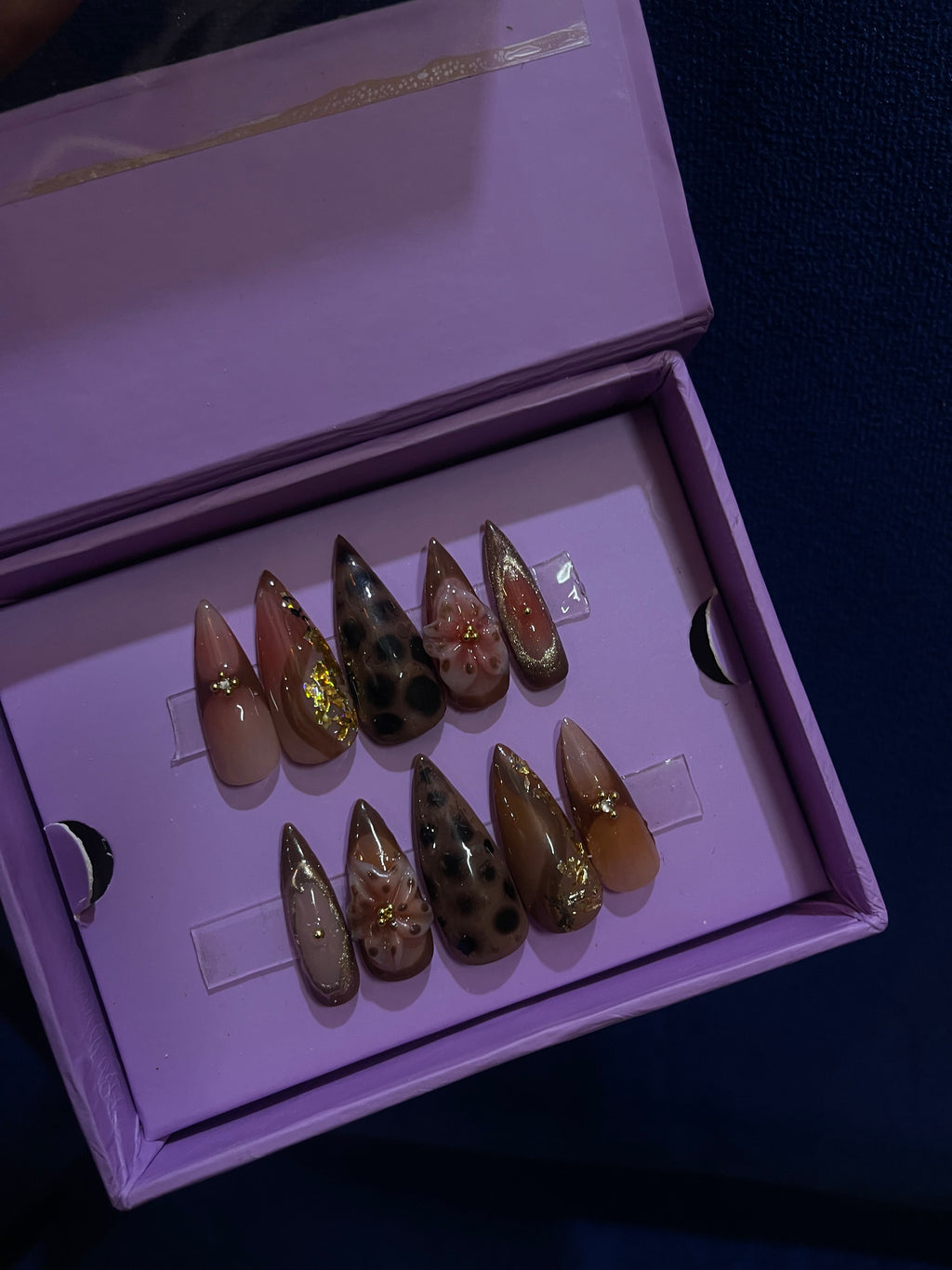 Aura of Leopard Brown- Stiletto Press On Nails