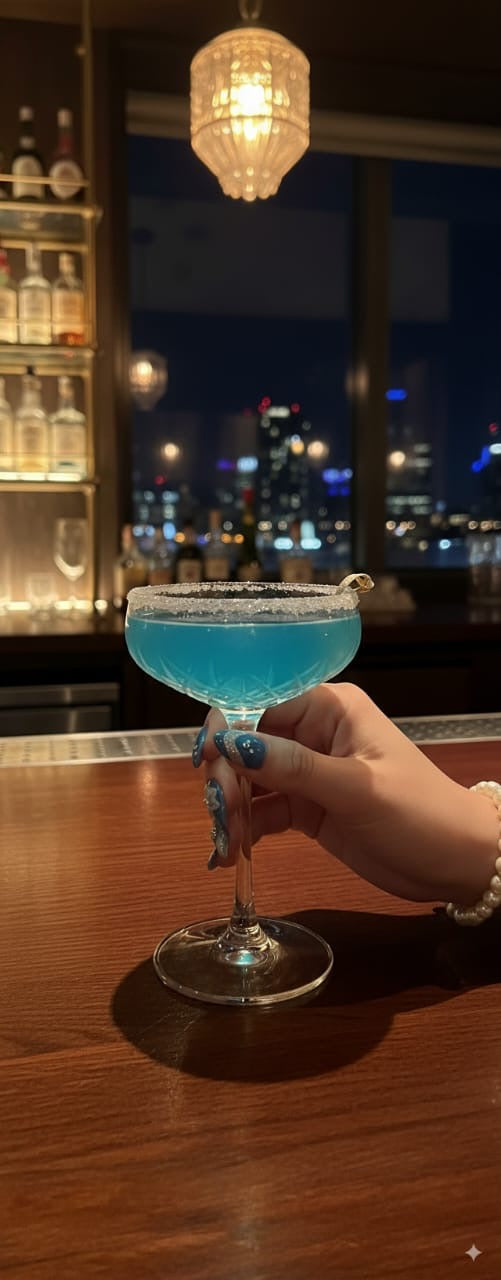 Blue Star - Medium Almond Press Ons