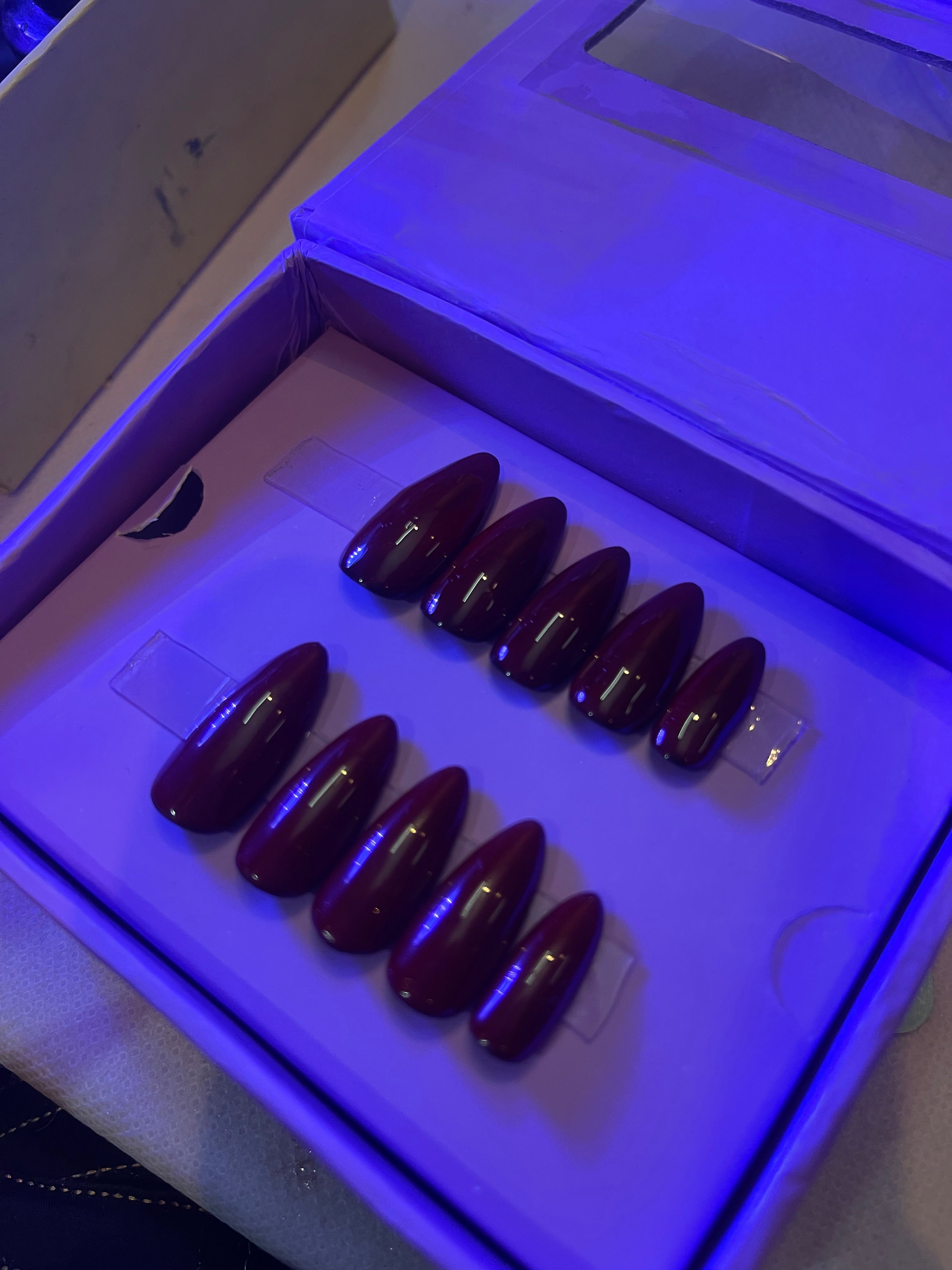 Cherry Red- Almond Press Ons