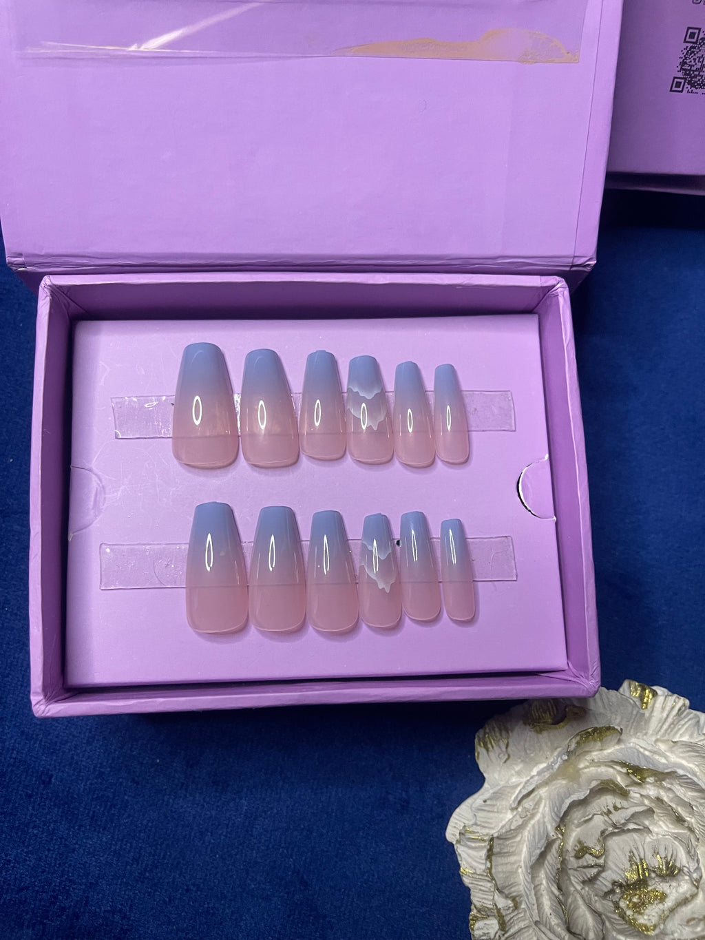 Blue French - Coffin Press On Nails
