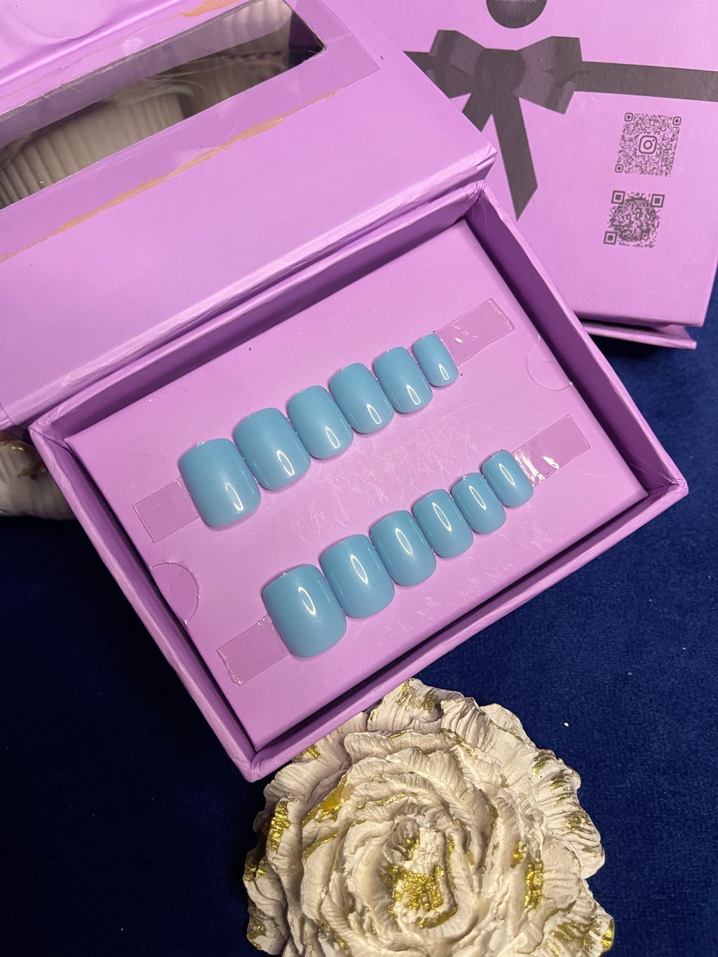 Plain sky blue - Short Square Press Ons