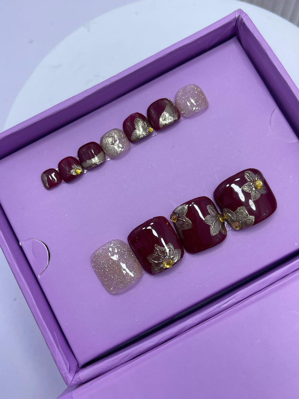 Bridal Red luxury Foot Nails - Toe Press On Nails