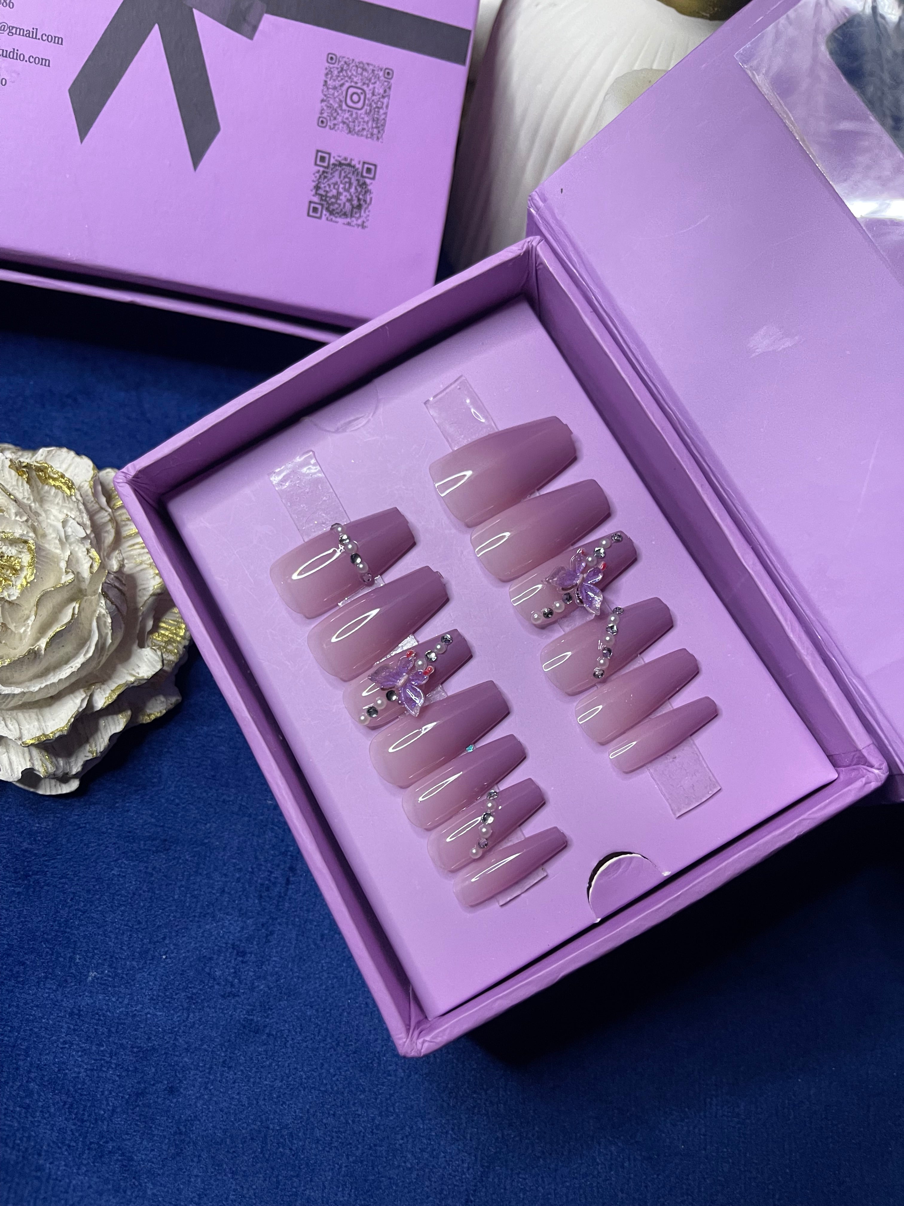 Purple Luxury Ombre- Coffin Press on Nails