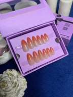 Orange Ombre - Long Almond Press Ons