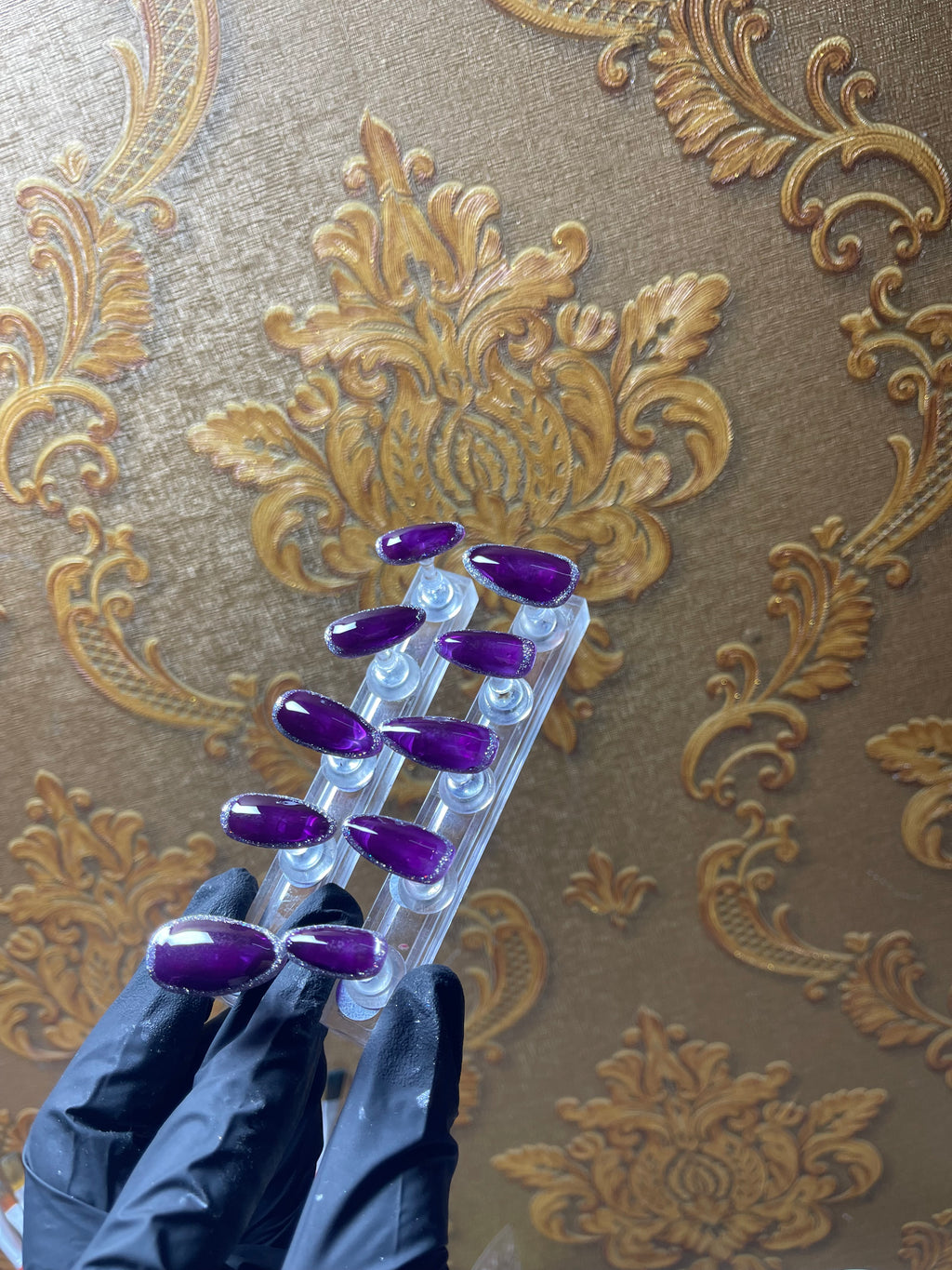 Purple and Silver Luxury _ Almond Press On Nails