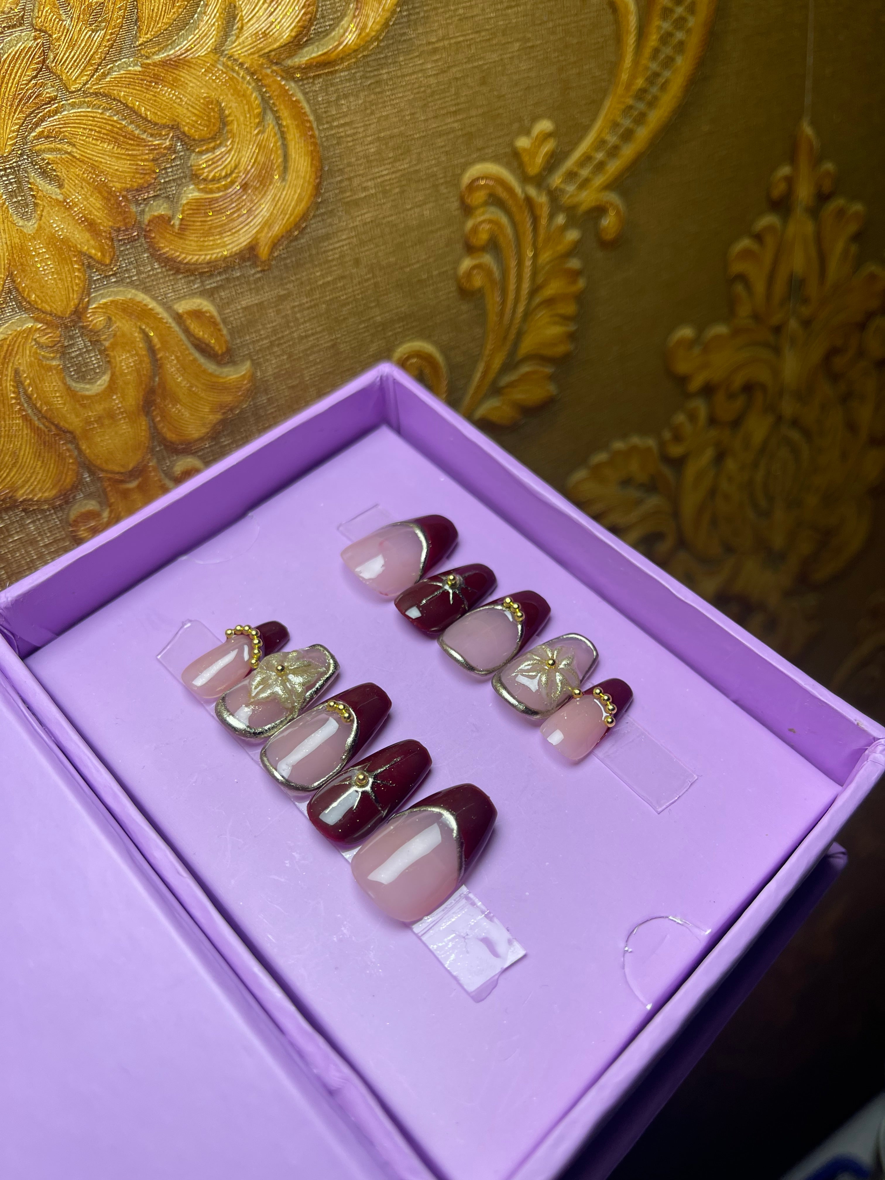 Realistic Red Event Glam - Short Coffin Press Ons