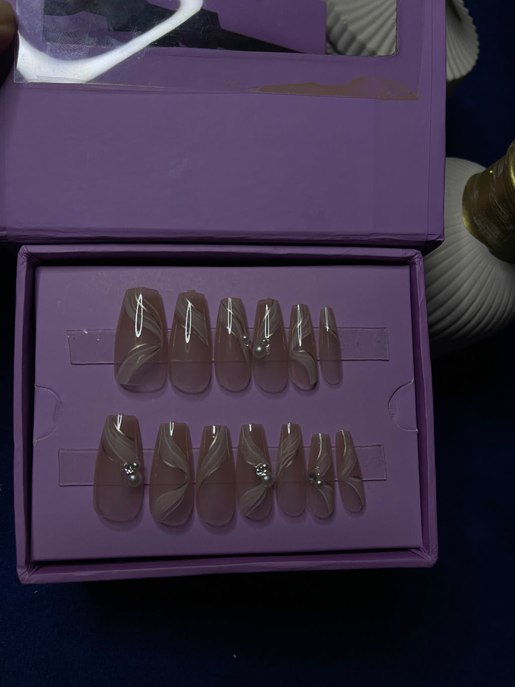 Nude Pearls - Coffin Press Ons