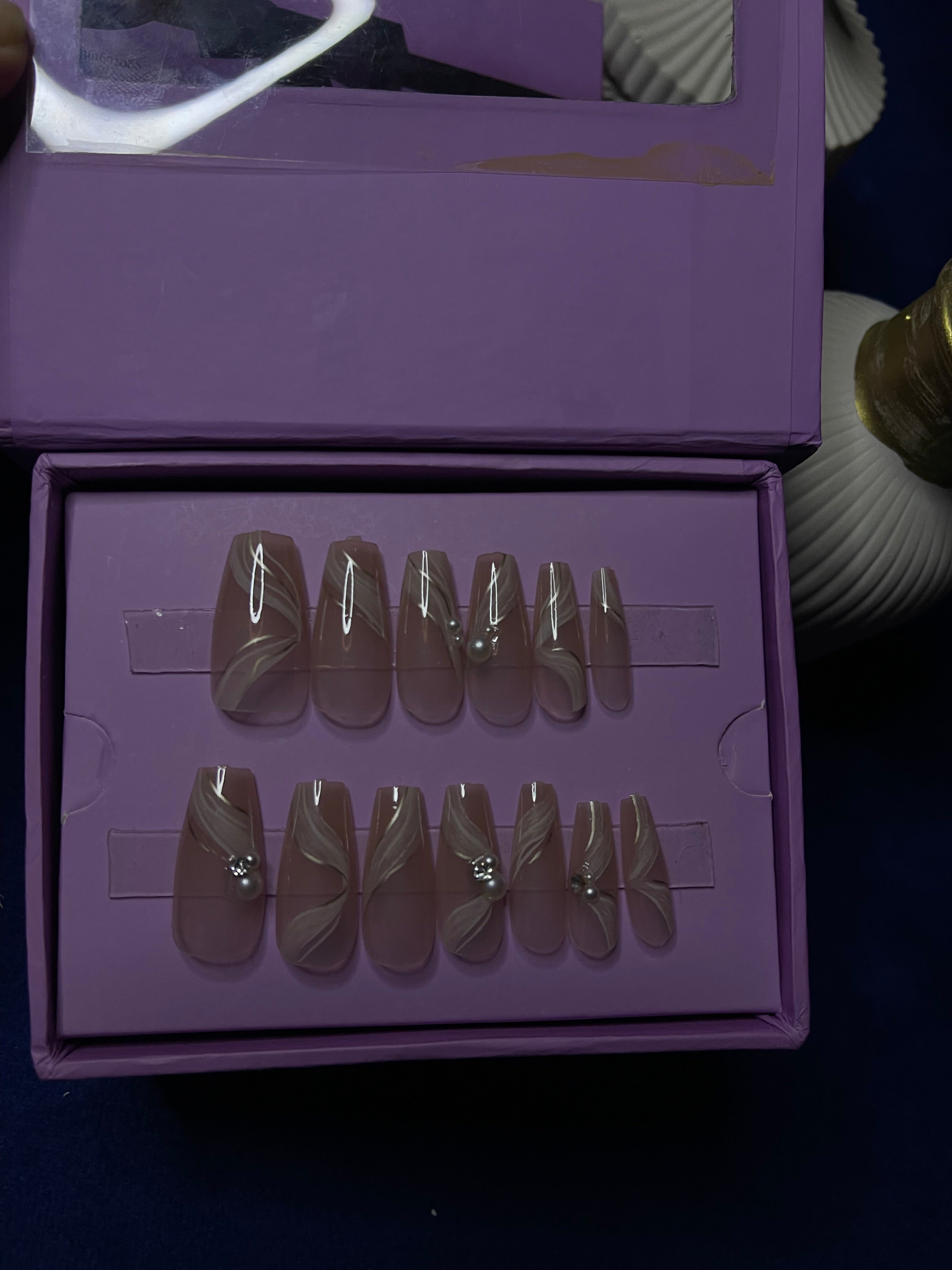 Nude Pearls - Coffin Press Ons