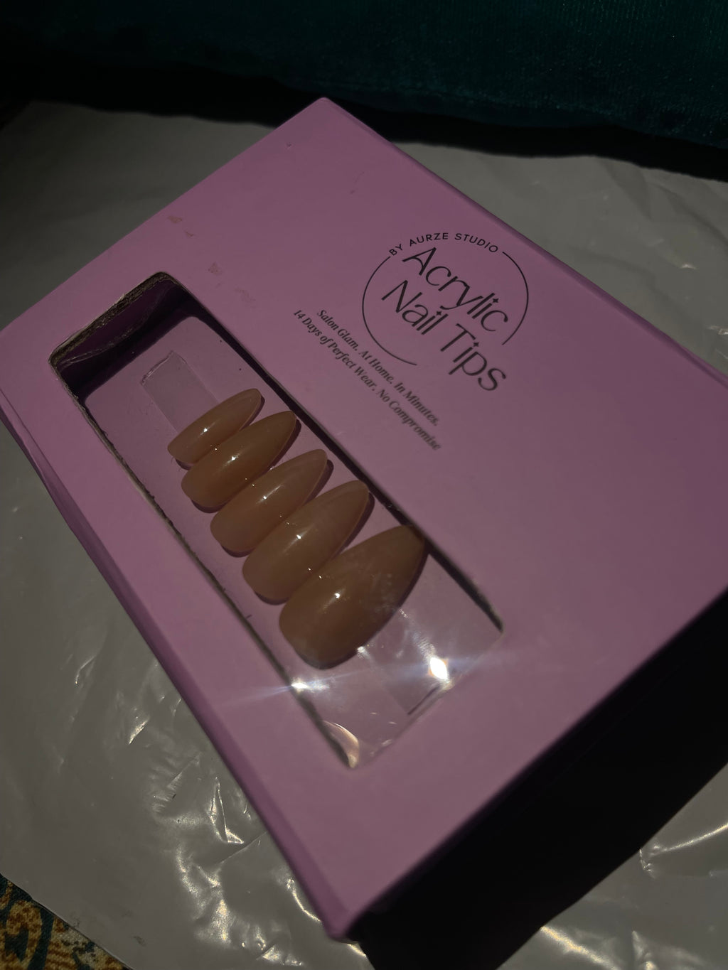 Glossy Plain Nude - Almond Long Nails