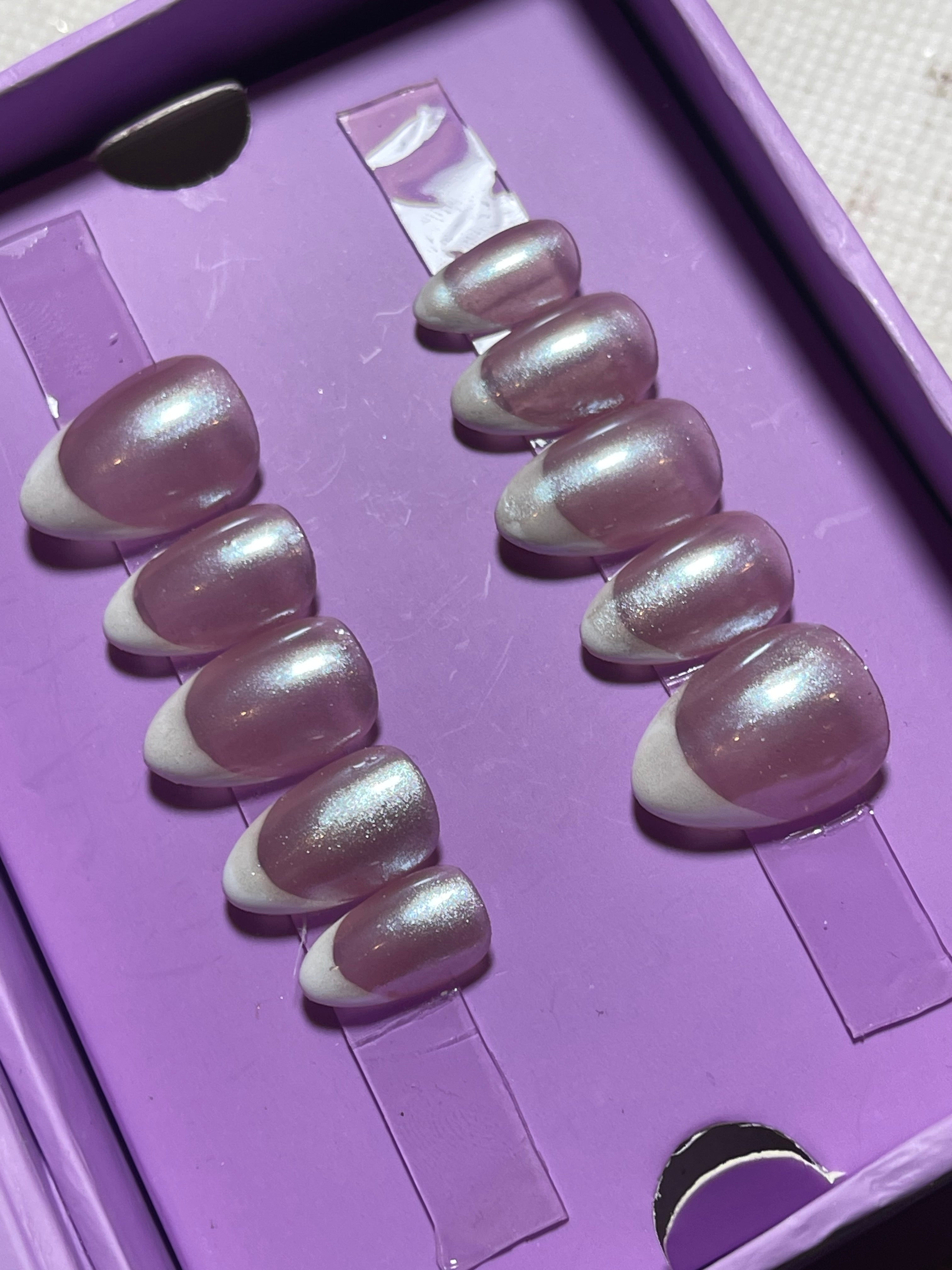 Mirror Glaze French - Short Almond Press On Nails