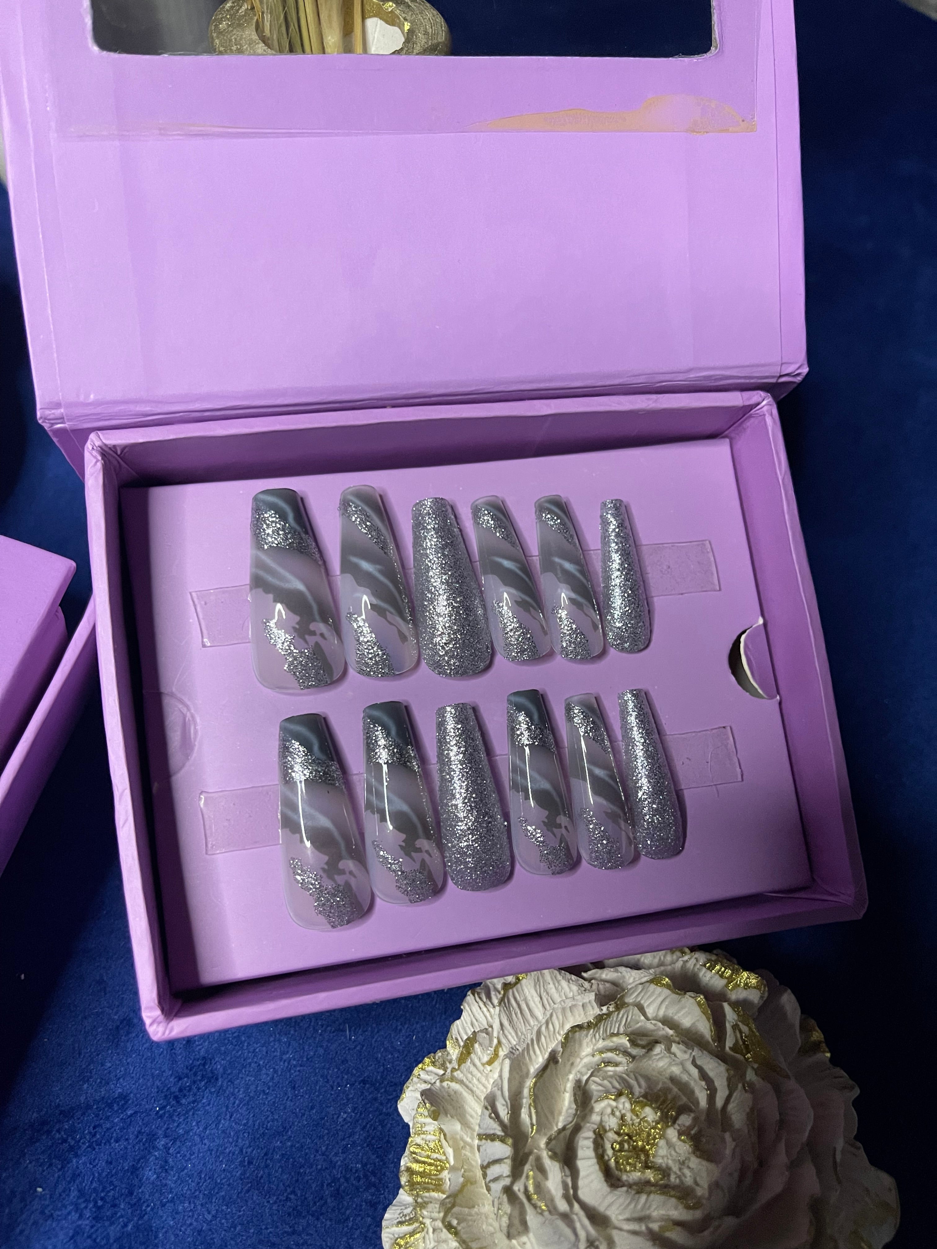 Silver Event Inspo- Coffin Press Ons