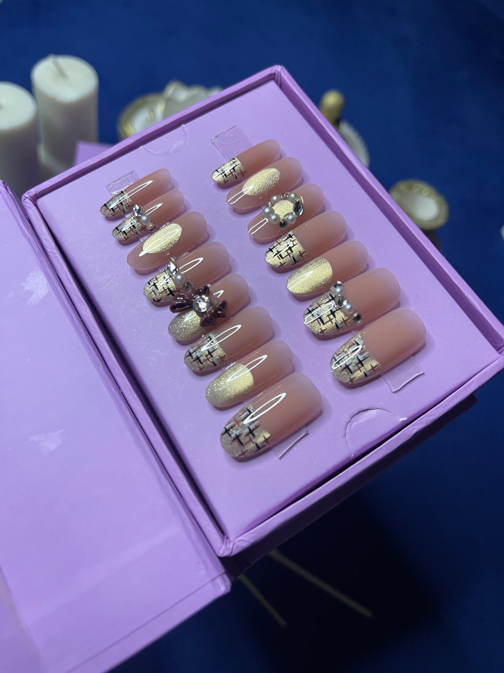 Gold French Cat Eye- Oval Press Ons