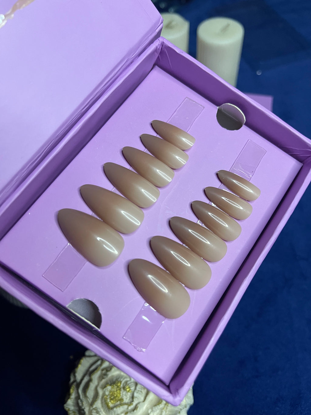 Chocolate brown Ombre - Long Almond Press Ons