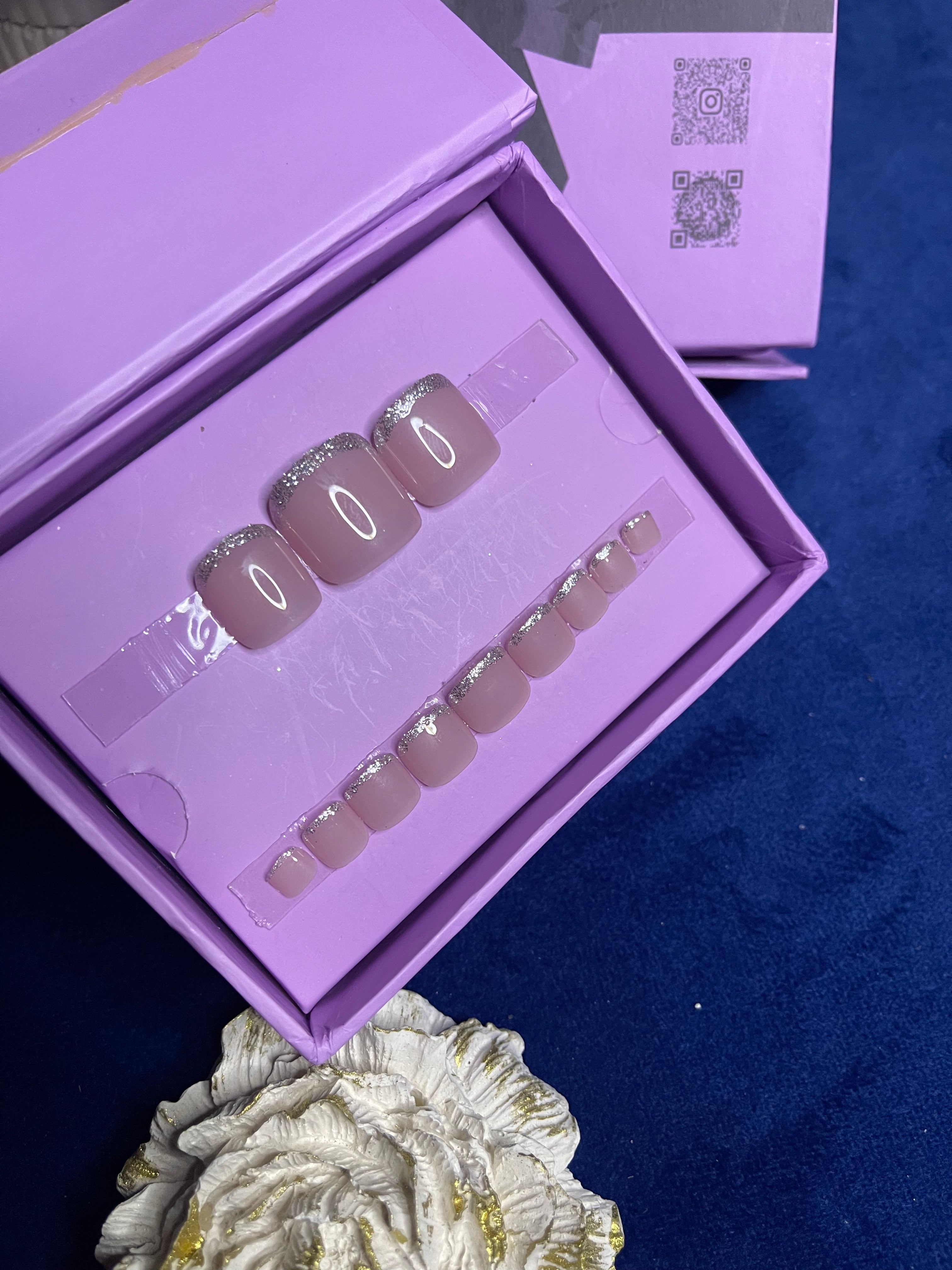 Nude Glitter French- toe nails