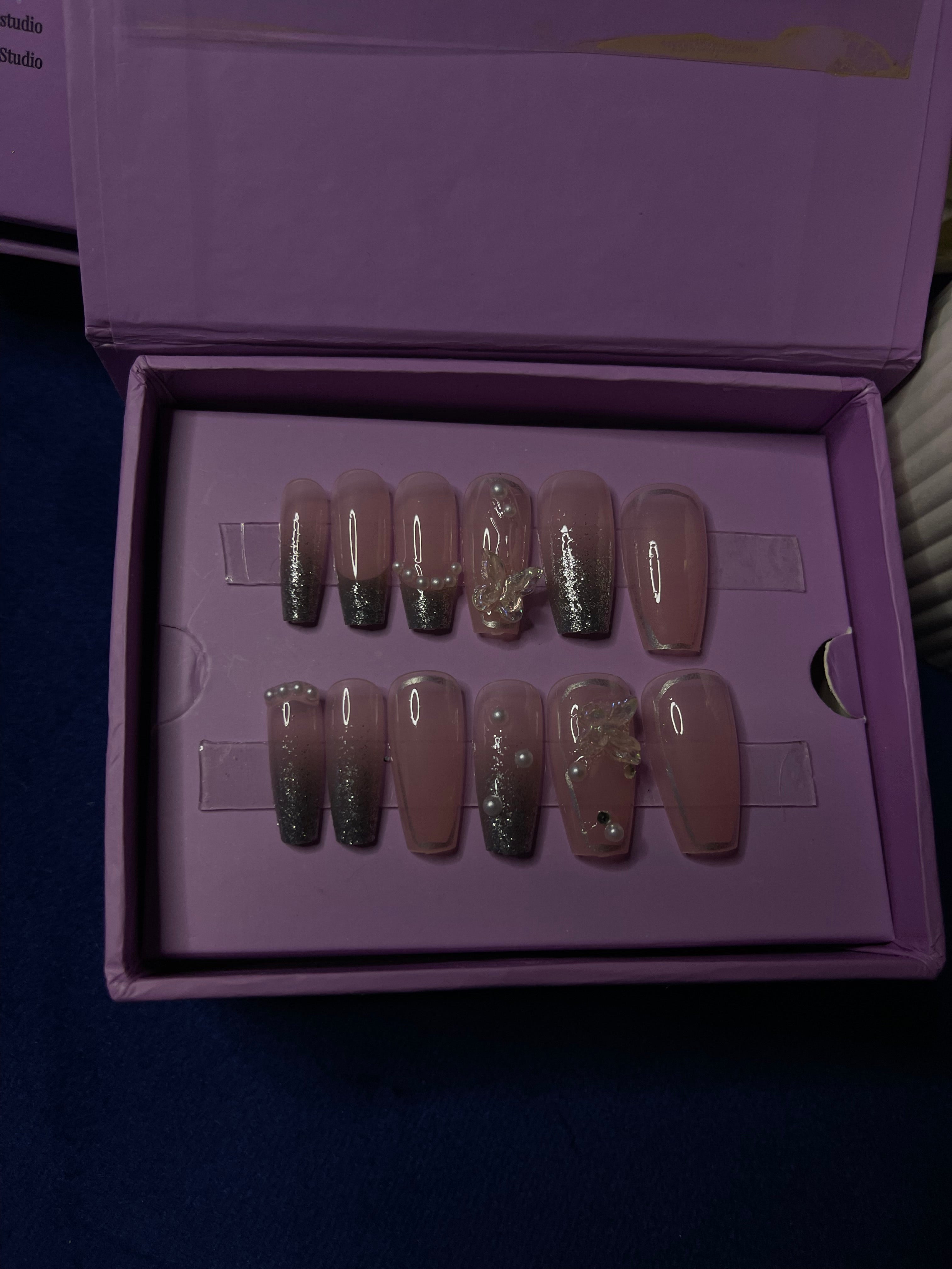 Silver French Chrome- Coffin Press Ons