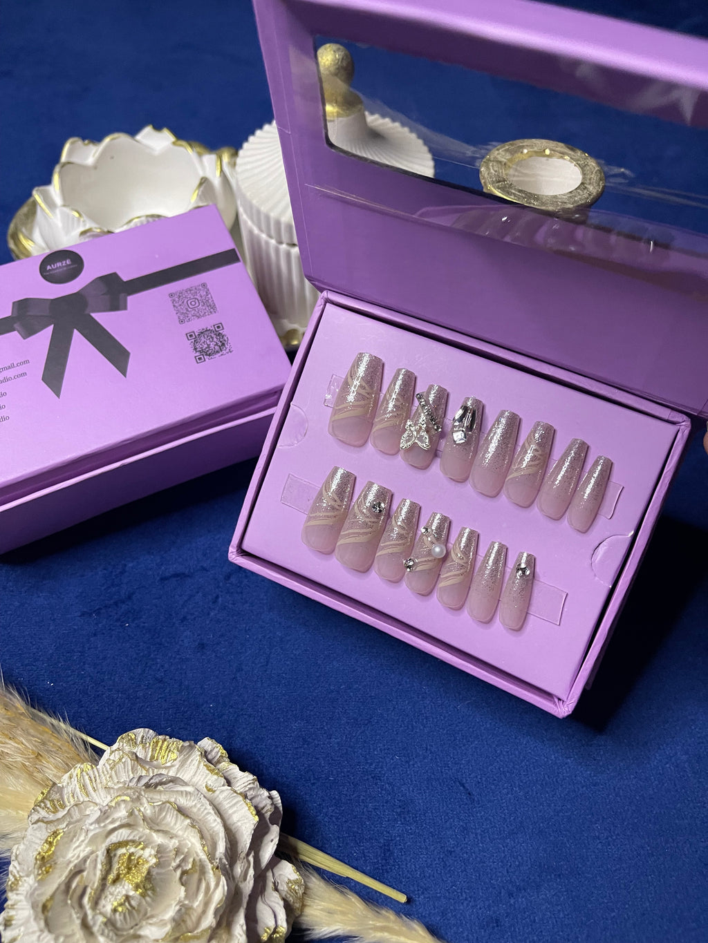 Silver Butterfly - Coffin Press Ons