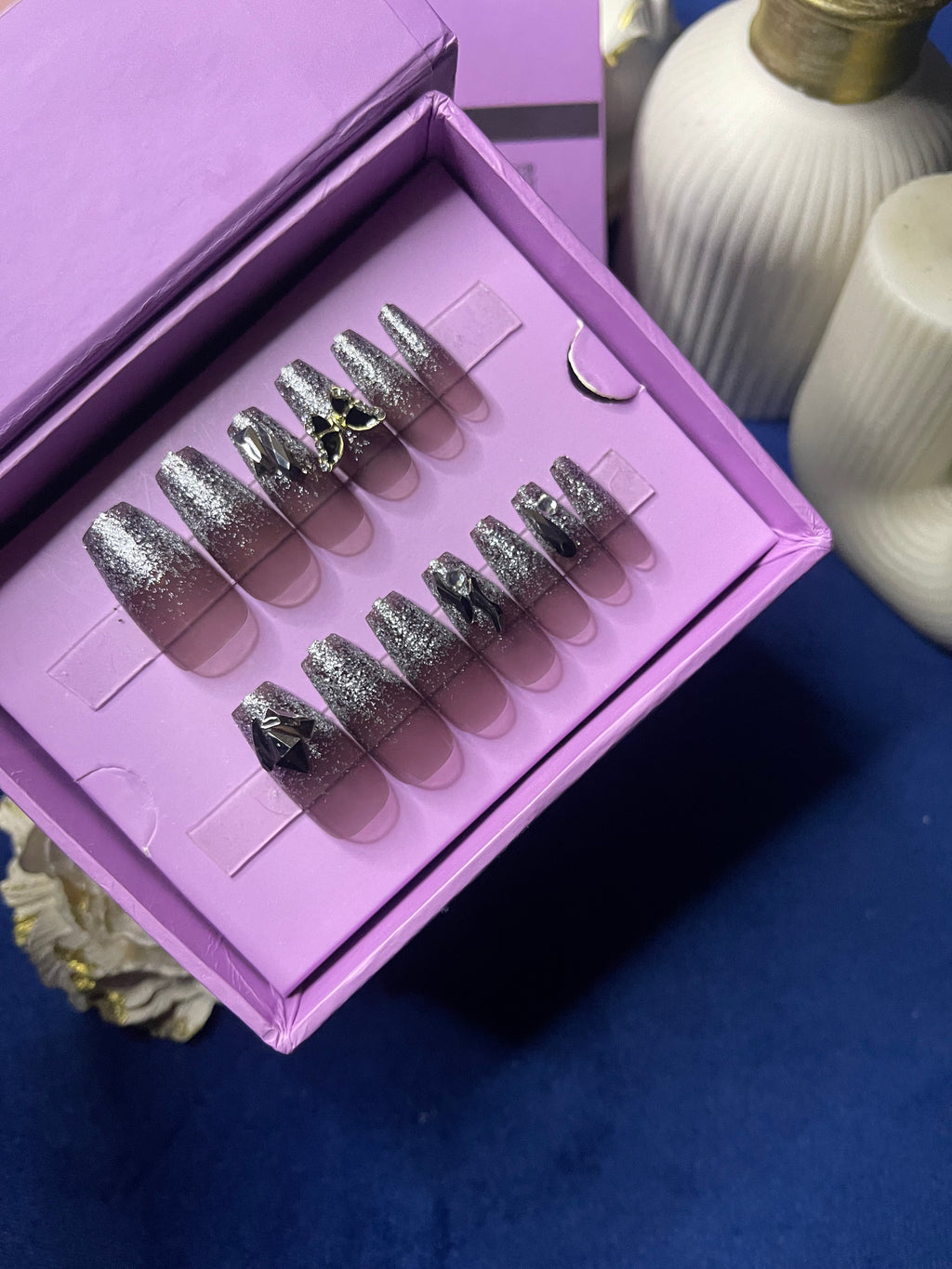 Sparkle Black Butterfly- Coffin Press on Nails