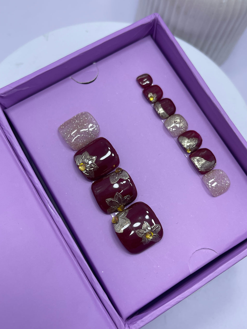 Bridal Red luxury Foot Nails - Toe Press On Nails