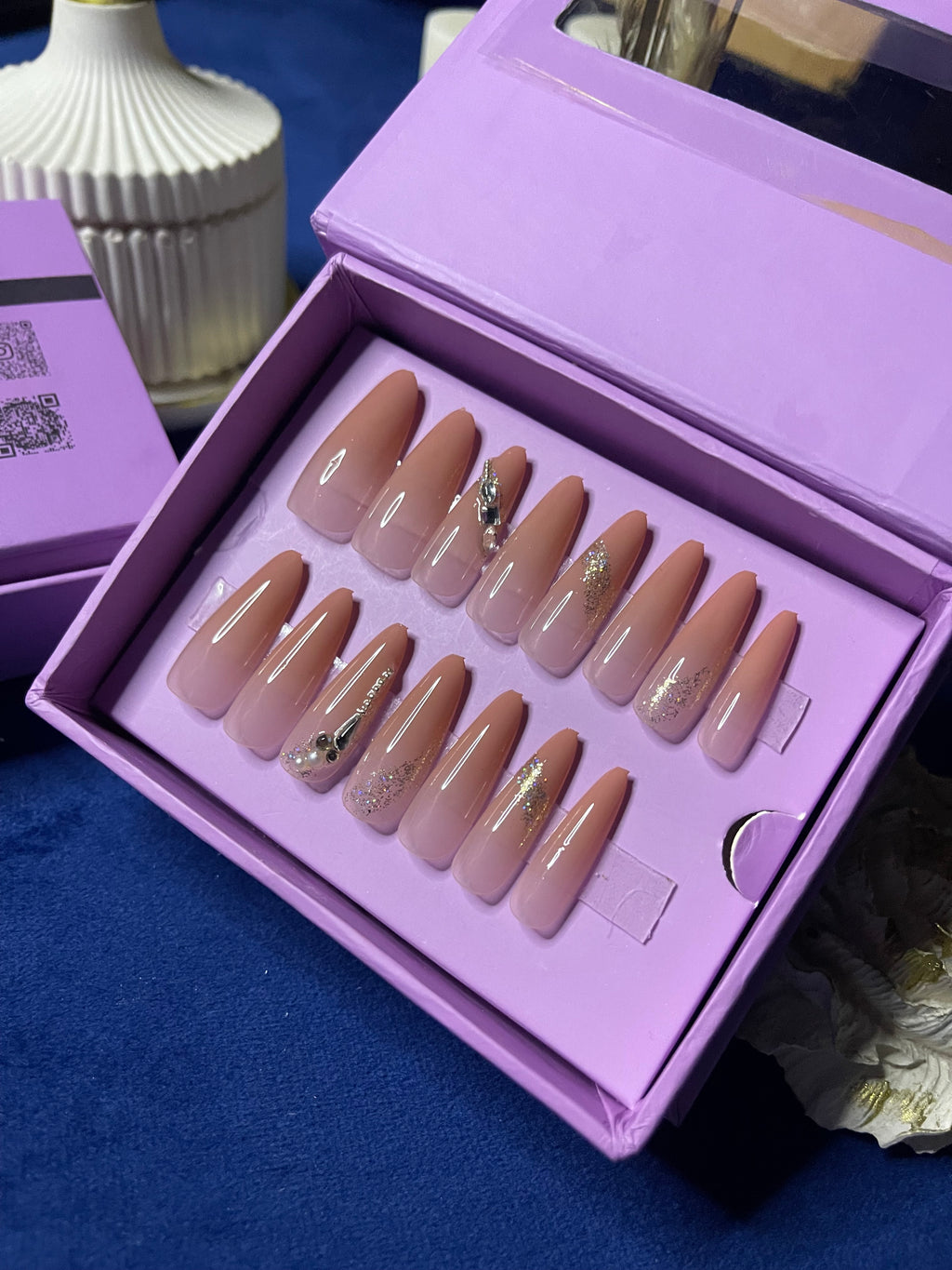 Peachy Ombre - Almond Extra Long Press Ons