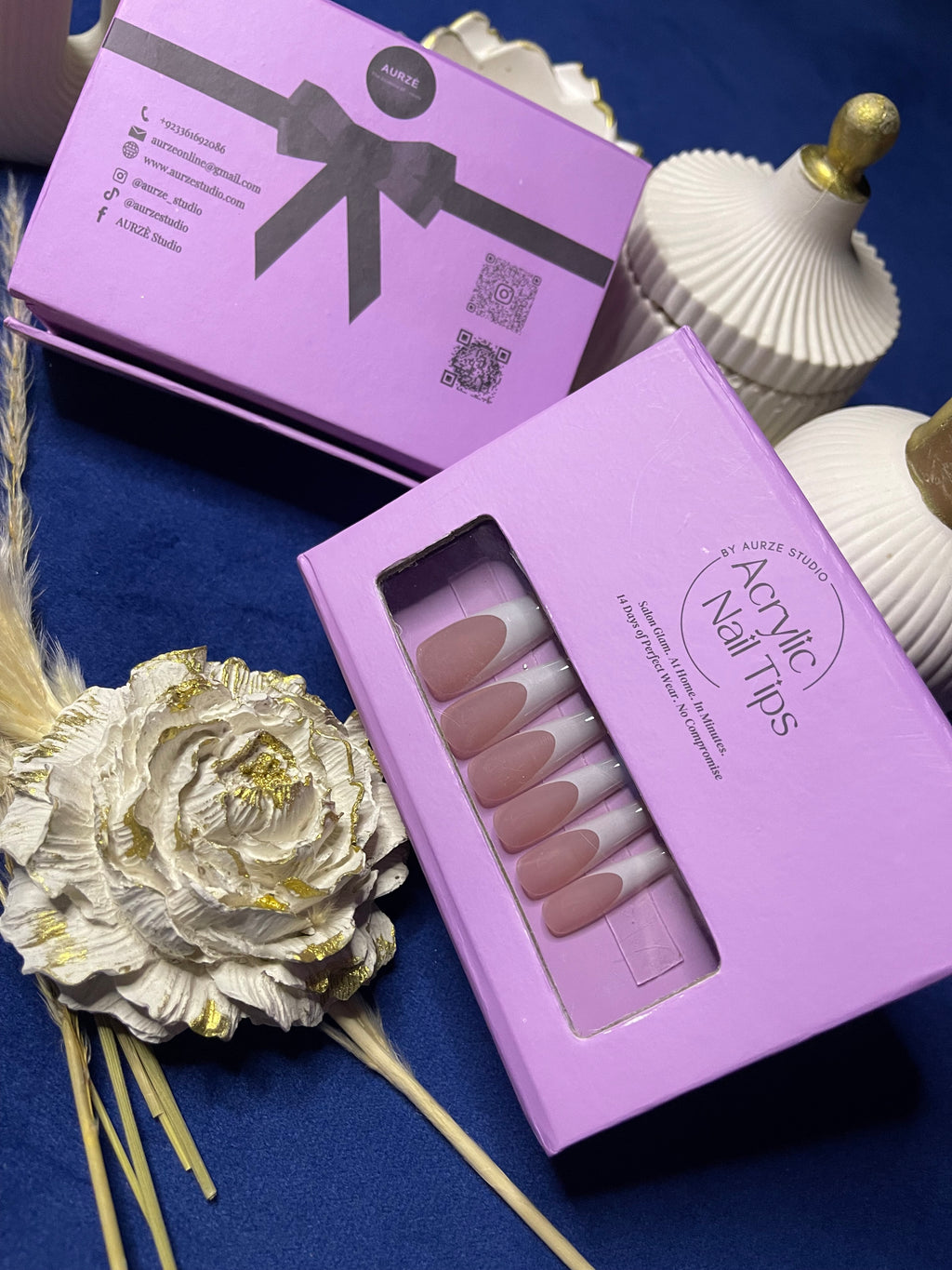 White U French- Coffin Long Press Ons