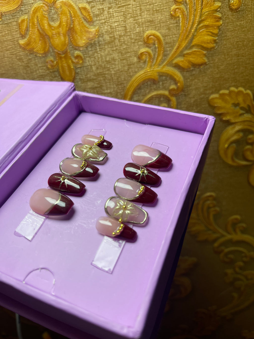 Realistic Red Event Glam - Short Coffin Press Ons