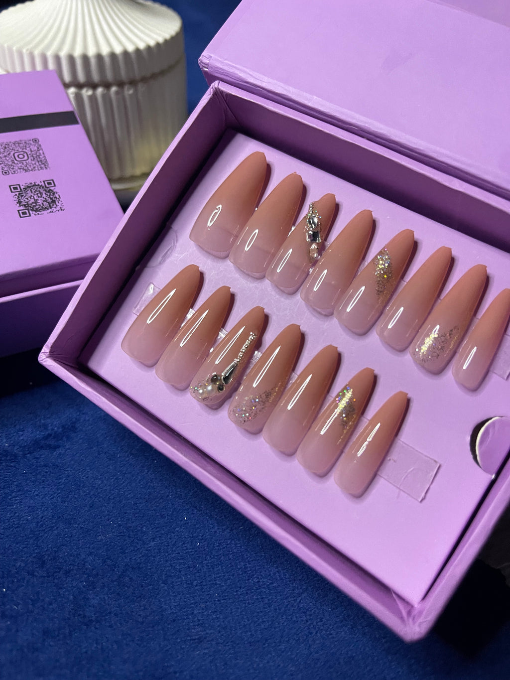 Peachy Ombre - Almond Extra Long Press Ons