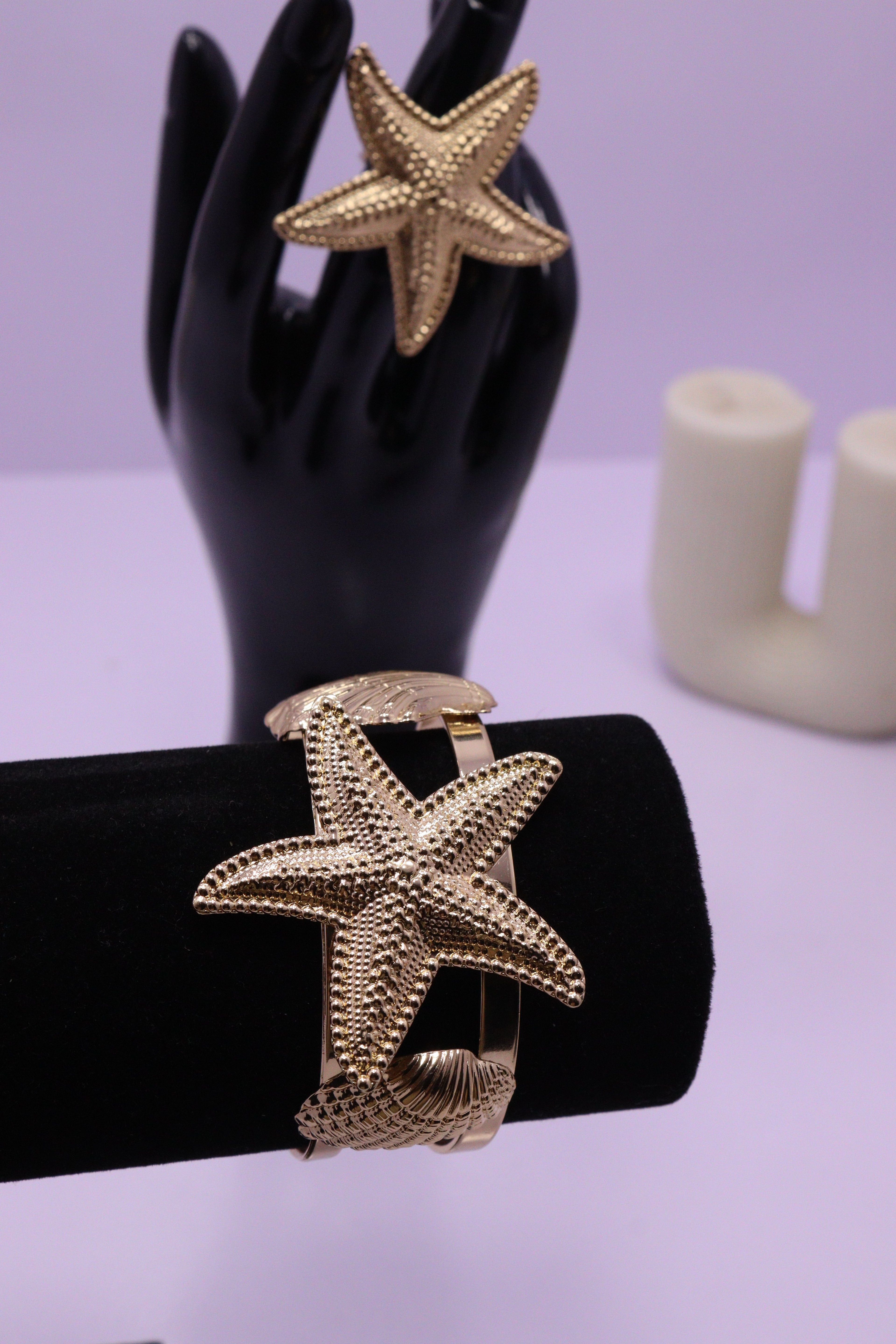 Sleek Wrist Series 0106 - AZ Golden Bangle & Ring Set