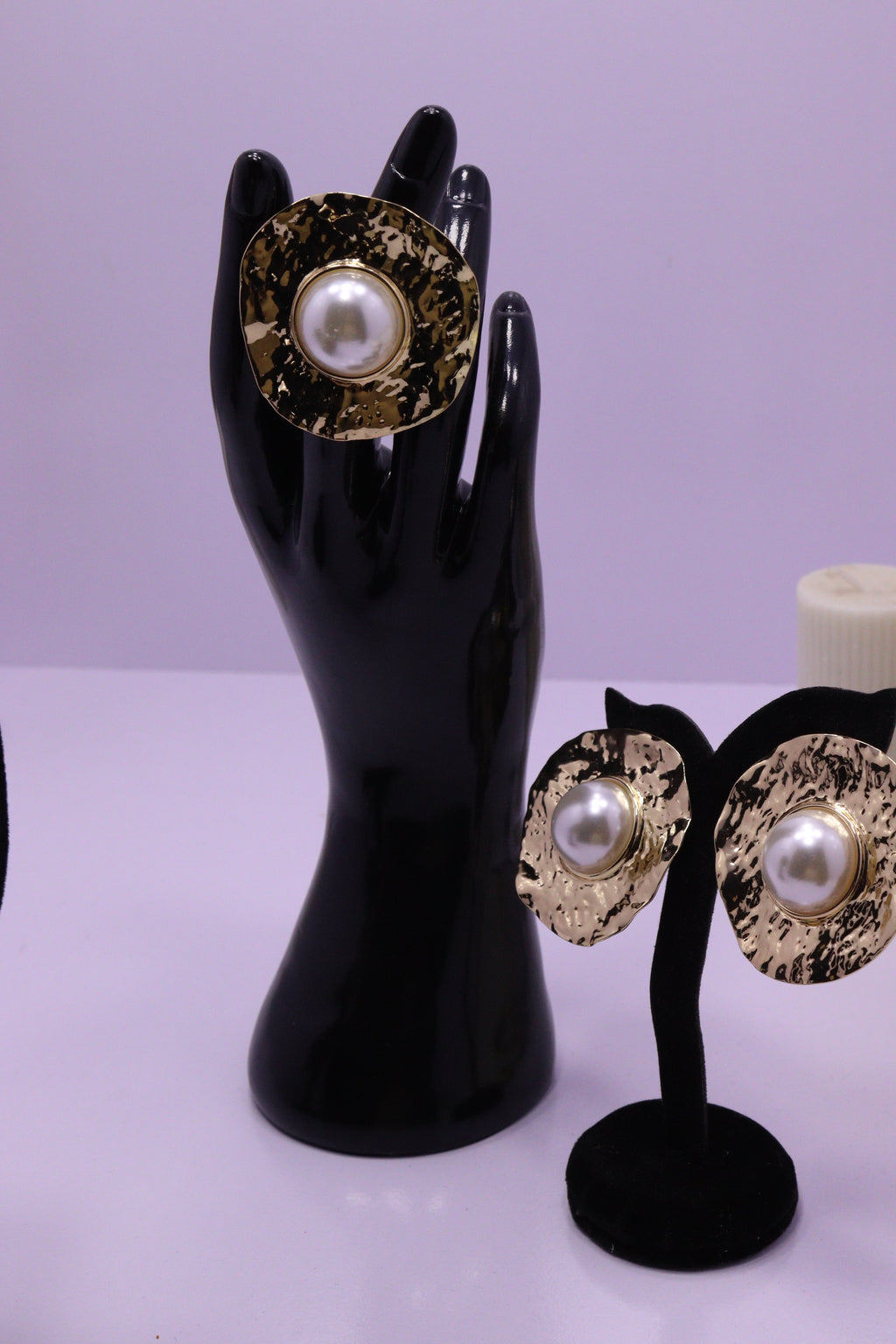 Sleek Wrist Series 0107 - AZ Golden Bangle, Ring & Ear ring Set