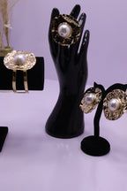 Sleek Wrist Series 0107 - AZ Golden Bangle, Ring & Ear ring Set