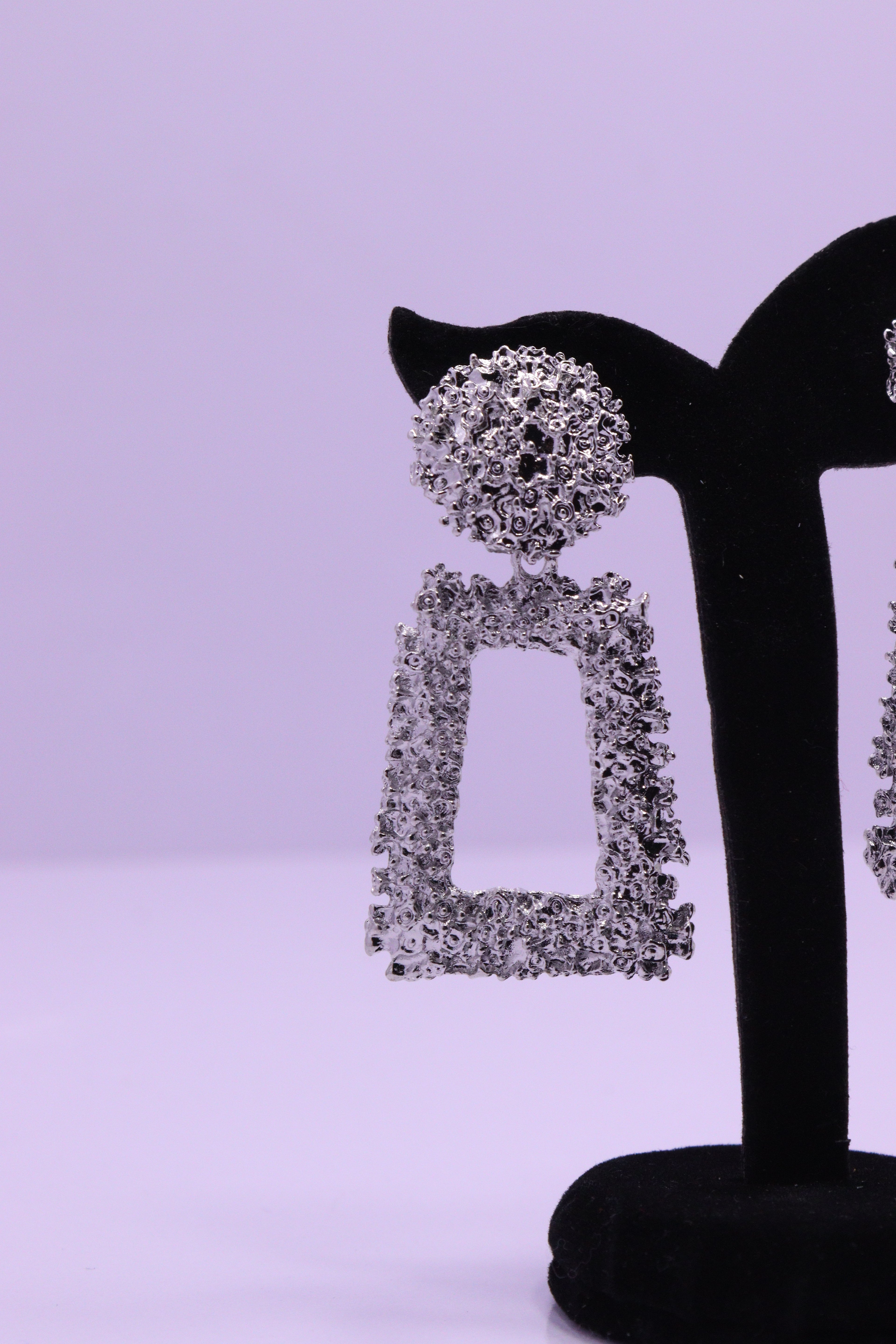 Bold Glow Series 0027 - AZ Silver Ear ring