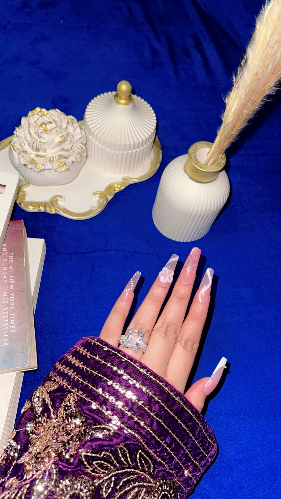 Jelly Baby Pink Bloom – Luxury Coffin Press ons Nails