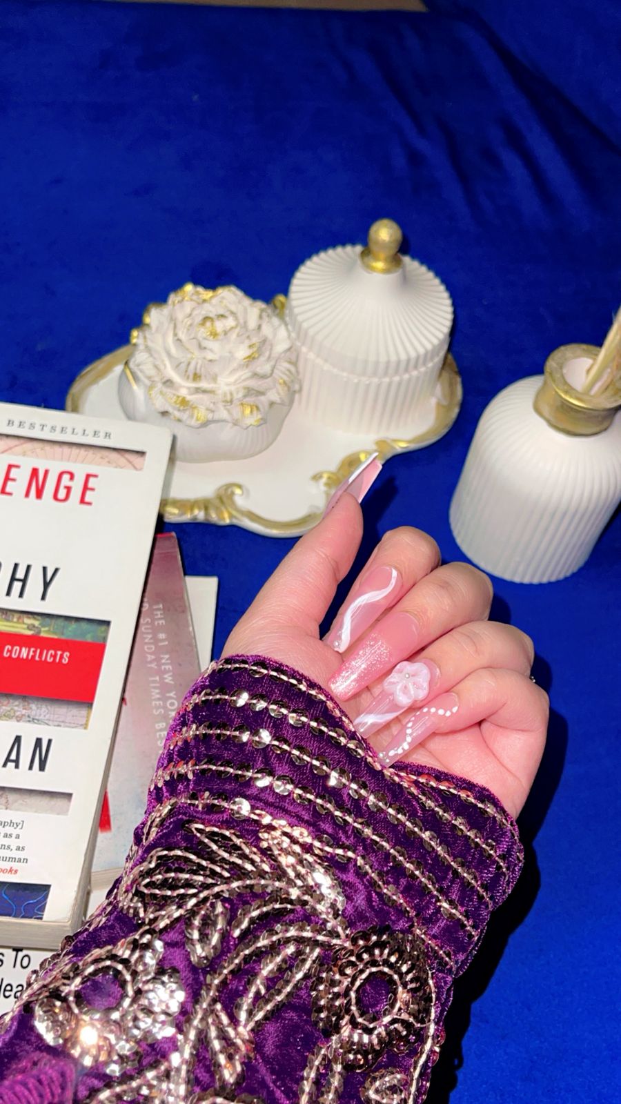 Jelly Baby Pink Bloom – Luxury Coffin Press ons Nails