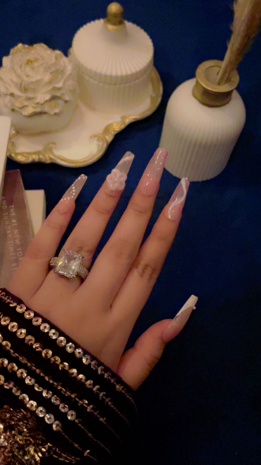 Jelly Baby Pink Bloom – Luxury Coffin Press ons Nails