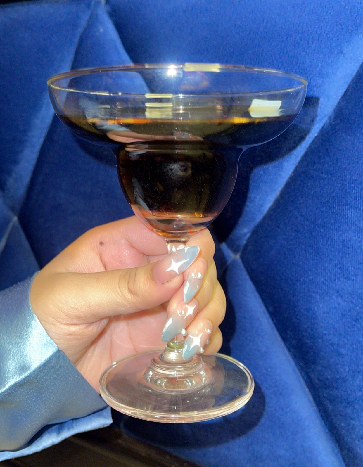 Celestial Pink & Blue Dream – Cat Eye Ombre Almond Press ons Nails