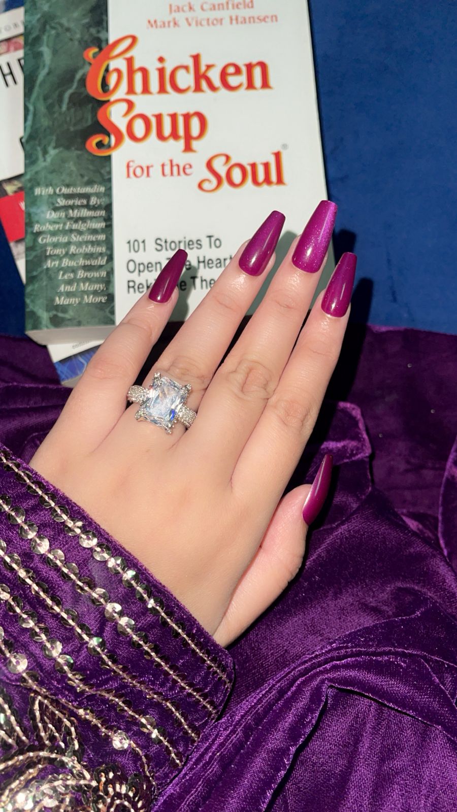 Purple Aura – Cat Eye Coffin Nails