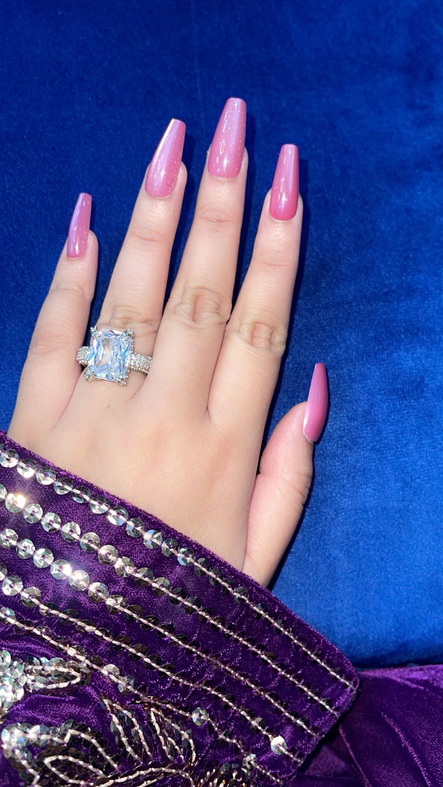 Rosé Radiance – Soft Pink Cat Eye Coffin Nails