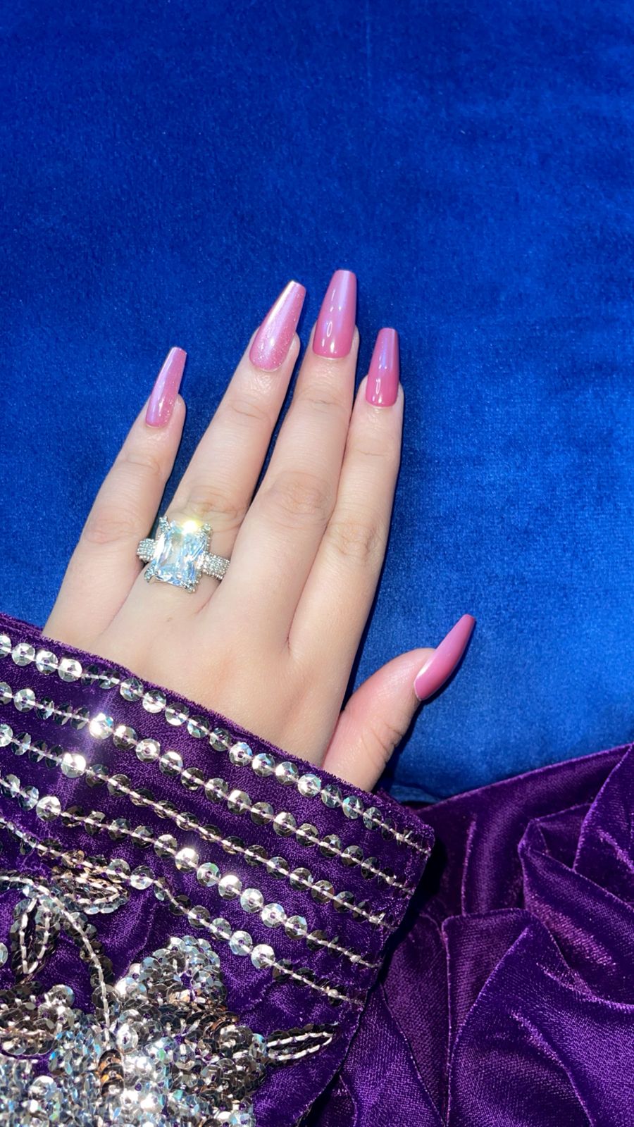 Rosé Radiance – Soft Pink Cat Eye Coffin Nails