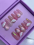 Pink Baby Doll Charms - Coffin Press On Nails