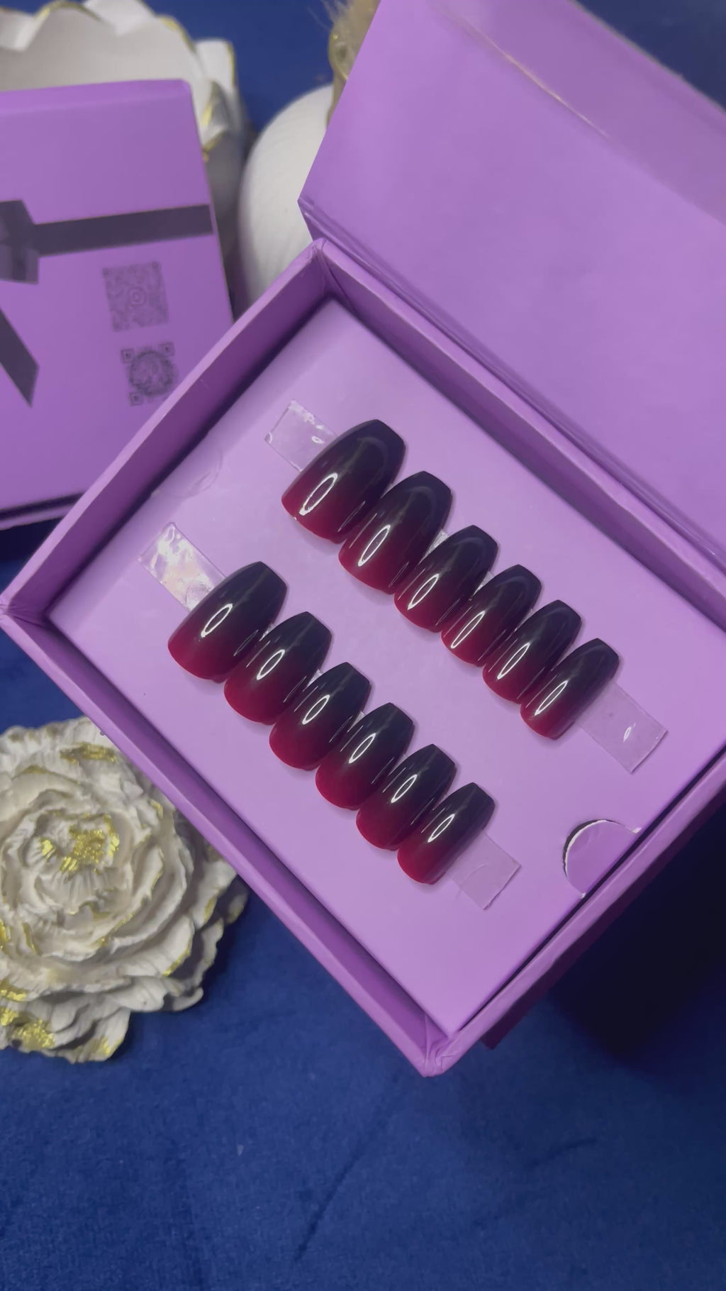 Red & Black Ombre- Coffin Press on Nails