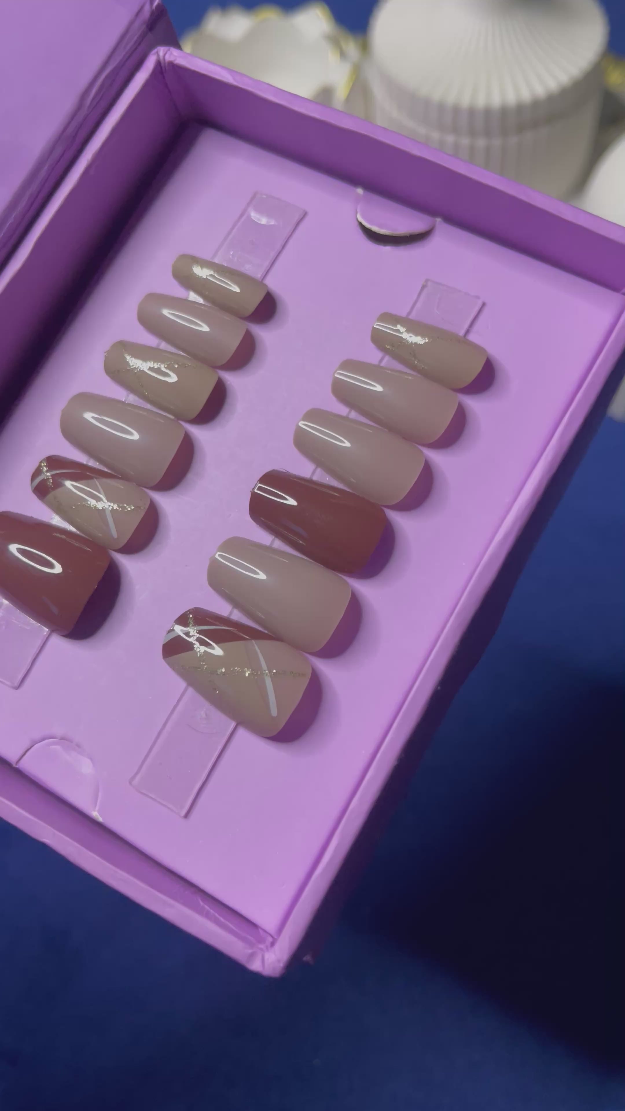 Brown French - Coffin Press Ons